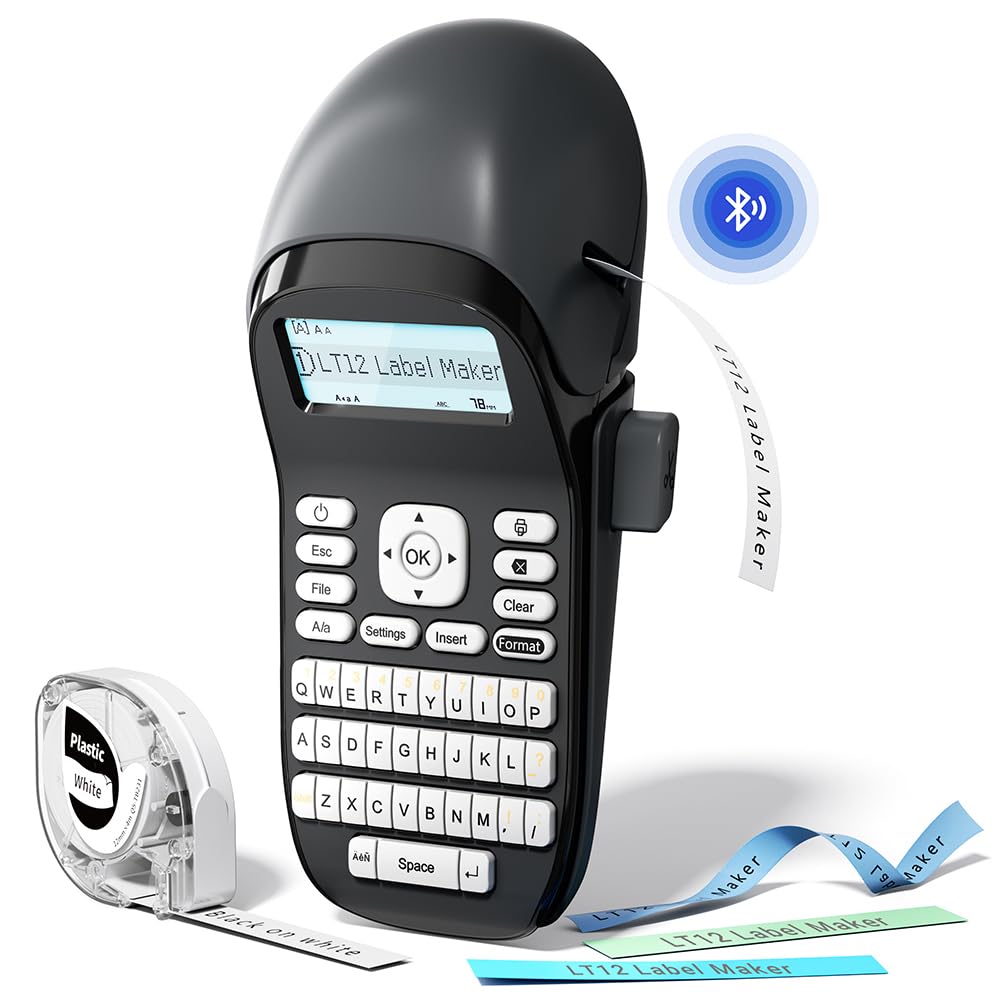Phomemo Label Maker Machine with Tape, Portable Label Machine with QWERTY Keyboard, Bluetooth Rechargeable Handheld Labeller with & 1600+ Icons, 100+ Fonts, for School, Home, Office, Gray