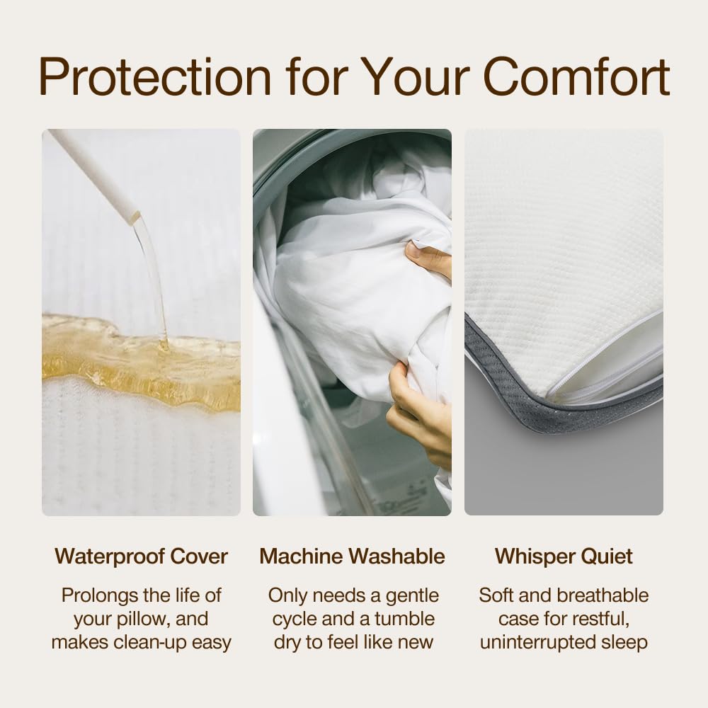 Coop Home Goods Ultra-Tech Pillow Protector for Memory Foam Pillows, Waterproof, Pack of 2 Queen Size Pillow Covers - Oeko-Tex Certified Breathable, Zippered Pillow Covers, Machine Washable, Set of 2