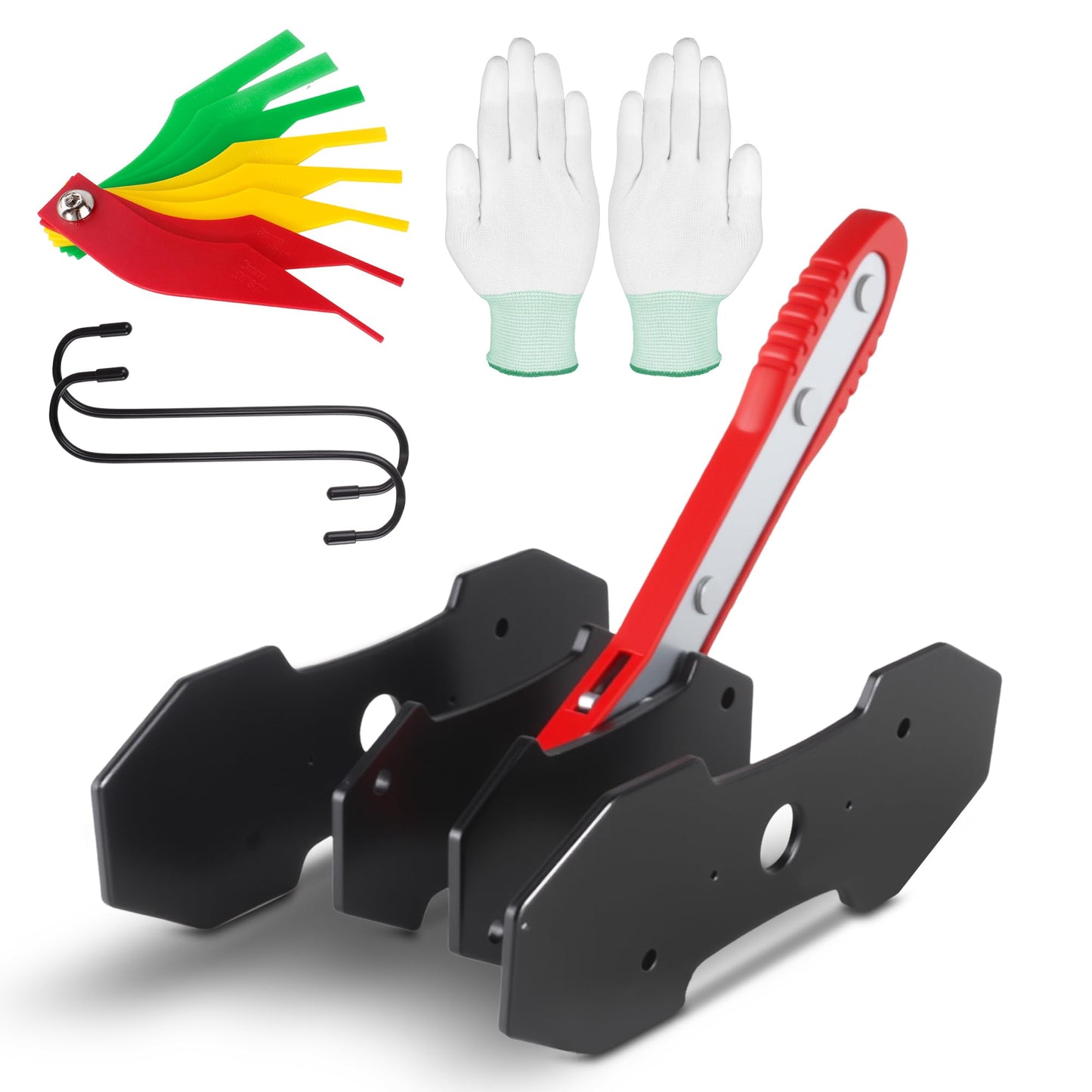 Brake Caliper Press Tool Kit, Ratcheting Piston Spreader with 2 Steel Plates, Practical Caliper Piston Compressor Tool for Repairing Disc Brakes Includes Hangers/Measuring Tools