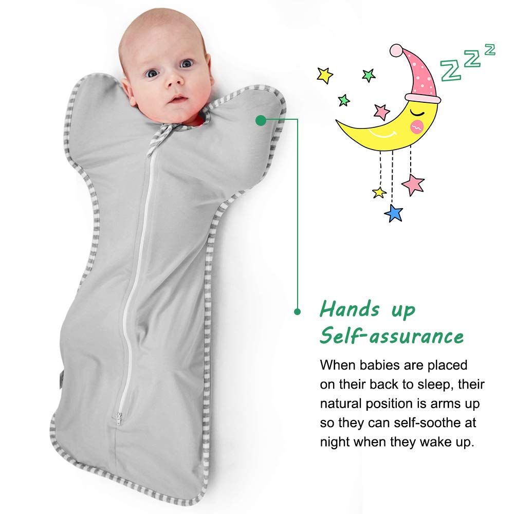 NARUTOO Swaddle Wrap for Baby, Newborn Boy or Girl Adjustable Sleep Sack 100% Breathable Soft Premium Cotton Suit for Kids Aged 0-3 Months (Grey)
