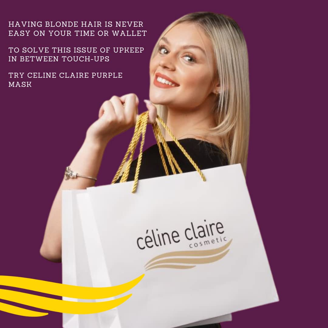 Celine Claire Purple mask for blonde hair highlighted hair Silver and Grey hair | toning no yellow hair mask | suitable for dry damaged hair | aiming to remove brassiness while providing treatment to your hair.