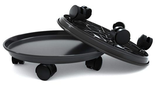 15.5" Black Plant Caddy,2 Pack of Plant Pallet Caddy with Wheels, Round Flower Pot Mover, Indoor Rolling Planter Dolly on Wheels