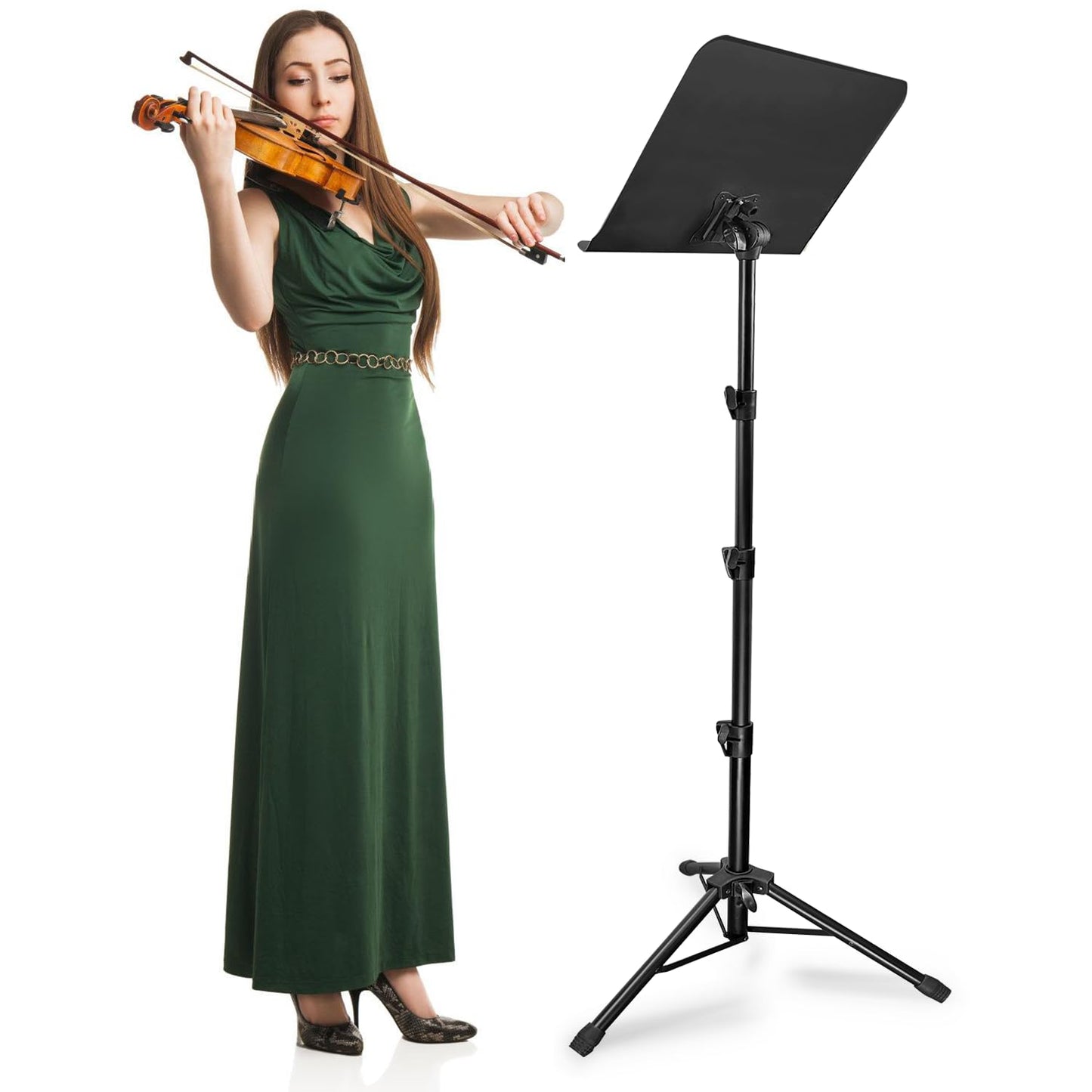 HOLANHING 70IN Sheet Music Stand, Tall Music Stand for Sheet Music Height- Adjustable Music Sheet Stand with Carrying Bag for Guitar, Violin, Ukulele (33-70IN-B)