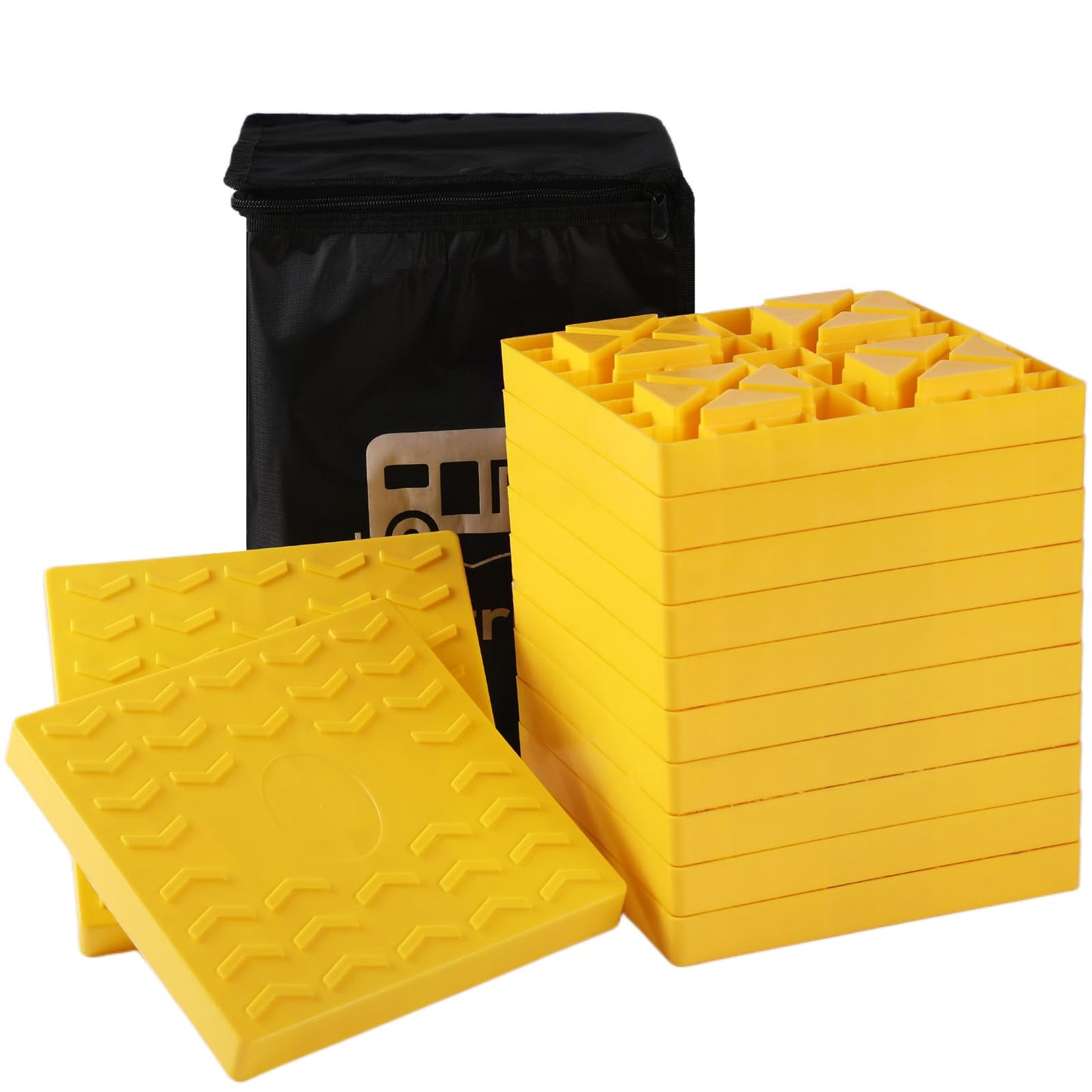 Keltrion Camper/RV Leveling Blocks,12 Packs Suitable for 4 Wheels, Interlocking and Anti-Slip Design with Carrying Bag, Heavy-Duty for Camper Travel Trailer, Yellow