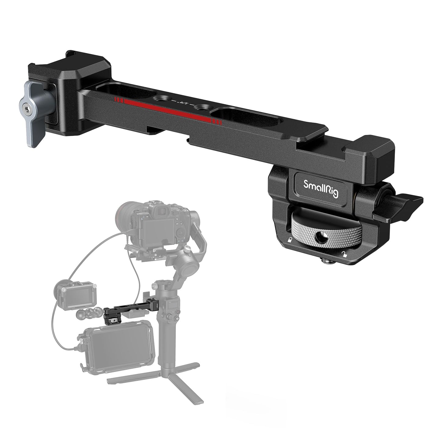 (New Version) SMALLRIG Adjustable Camera Monitor Mount with Quick Release NATO Clamp, Cold Shoe Mount, Design for DJI RS 4 Mini/RS 2 / RSC 2 / RS 3 / RS 3 Pro/RS 3 Mini/RS 4/ RS 4 Pro- 3026B