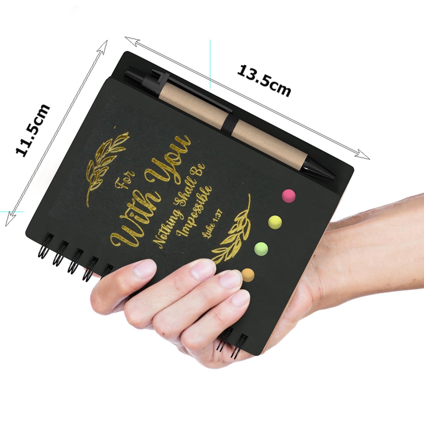 HochoLii 30 Pack Spiral Notebooks with Pens,Notebook in Bulk with Positive Words, Bulk Christian Gifts,Coworker Gifts,Prayer Journal,Small Gifts,Black