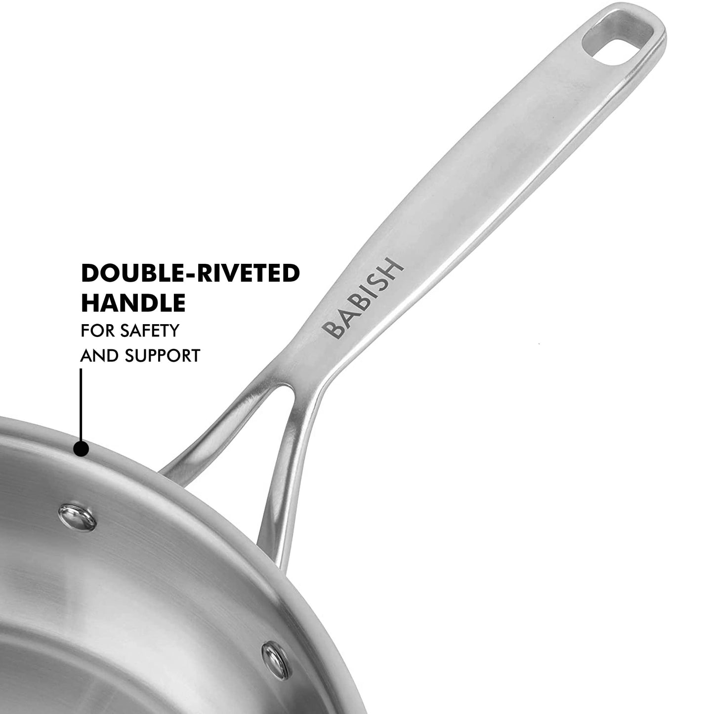 Babish 10 Inch Stainless Steel Triply Professional Grade Fry Pan