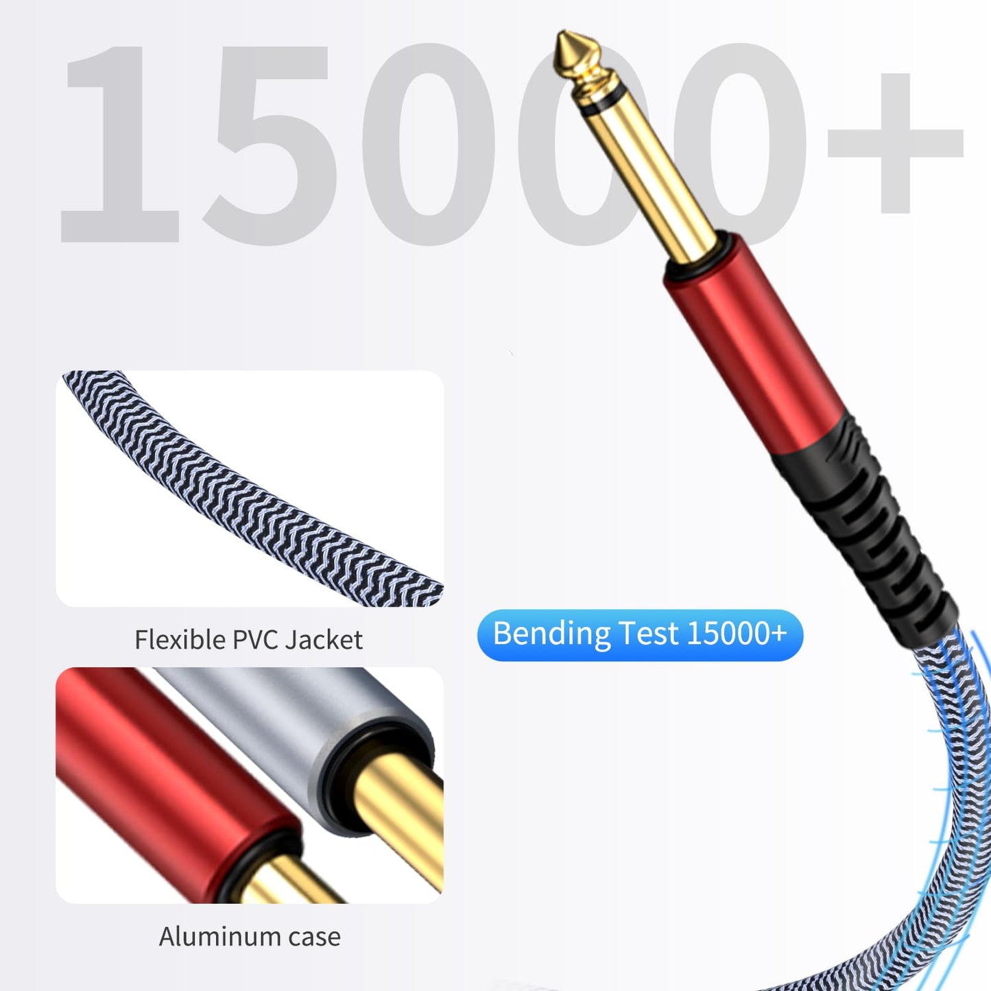 GOSYSONG 1/4 Guitar Instrument Cable 50ft 2-Pack, Instrument Cable Compatible with Electric Guitar,Bass,Drums,Pedal,Amplifier,Preamp,Mixer,Tuner,Speaker,Acoustic,Straight to Straight 1/4 inch Cable