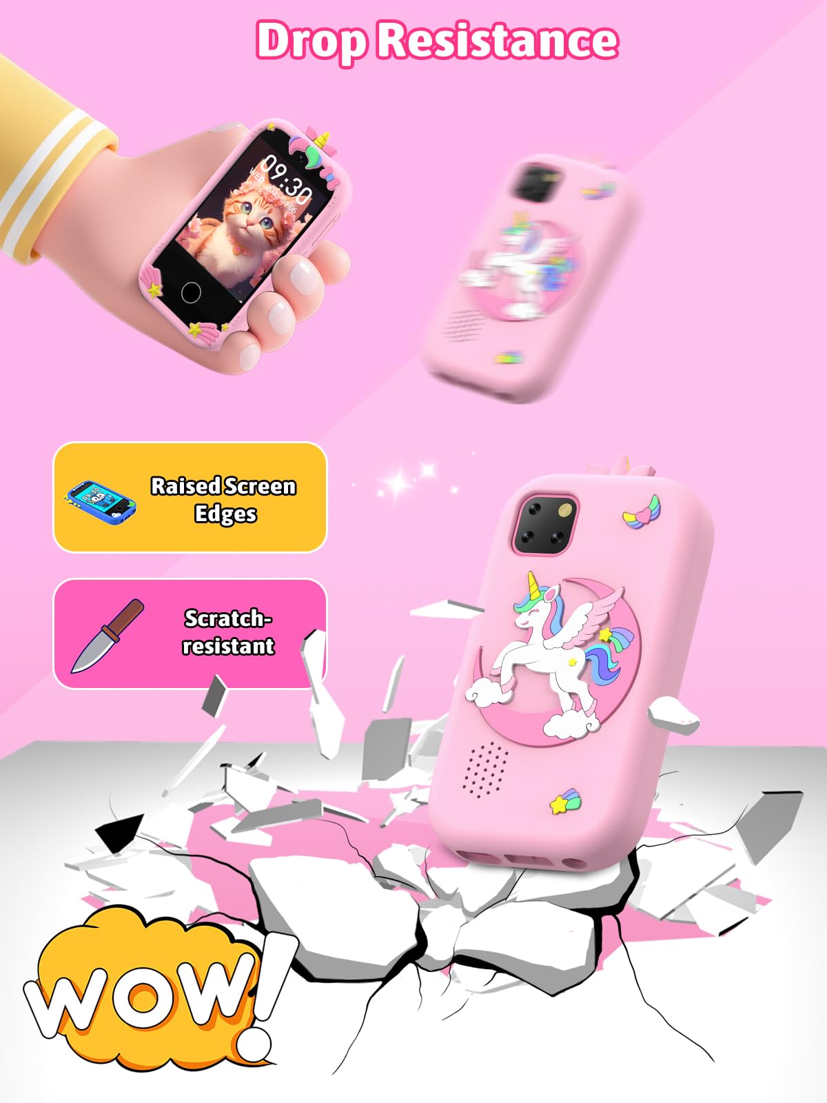 Mgaolo Kids Phone Smartphone Toy, 2.8" Touchscreen Smart Phone, Toddler Educational Learning Gift for Boys Girls Age 3-8, Games, Dual Cameras, Music Video Player, Christmas Birthday Present (Pink)