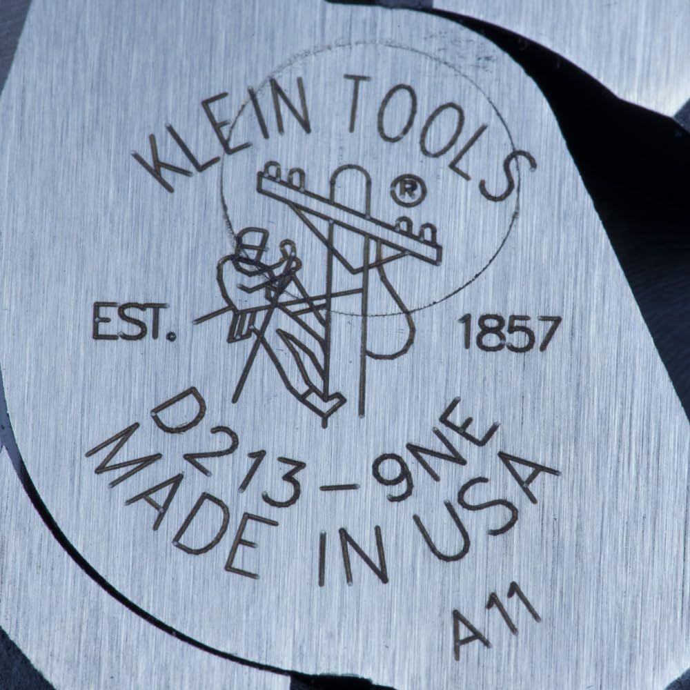 Klein Tools D213-9NE Pliers, 9-Inch Side Cutters, High Leverage Linesman Pliers Cut Copper, Aluminum and Other Soft Metals
