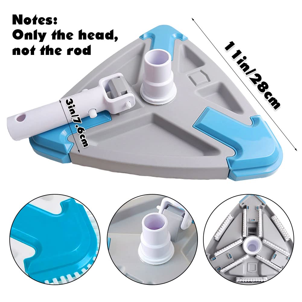 Pool Vacuum Head with Side Brush, Pool Triangular Weighted Brush for Inground and Above Ground Swimming Pools (White)