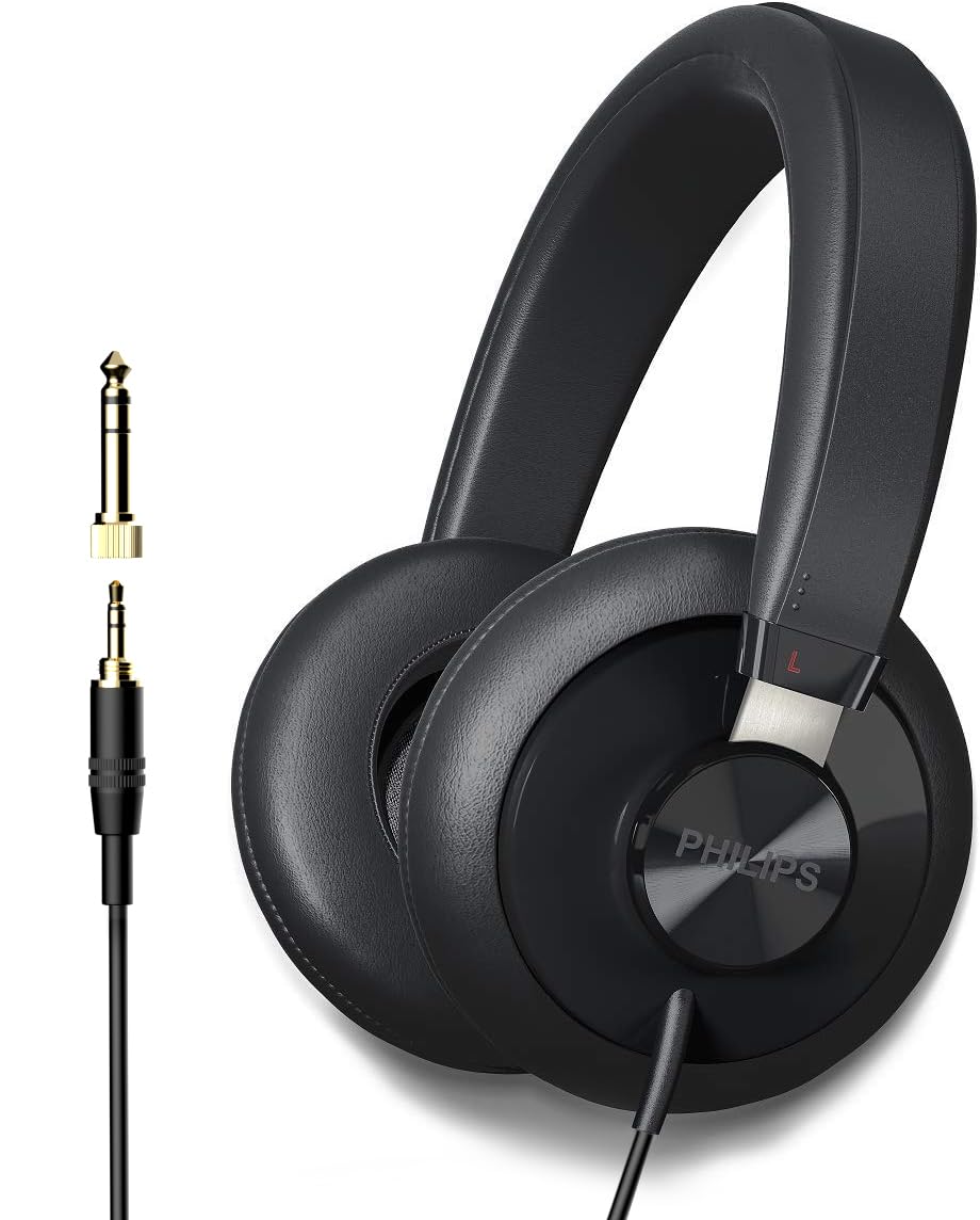 Philips SHP6000 Wired Headphones Studio Monitor & Mixing DJ Stereo Headsets Over Ear Headphones Wired Noise Isolation with High Resolution Audio, Deep Bass and Superior Comfort