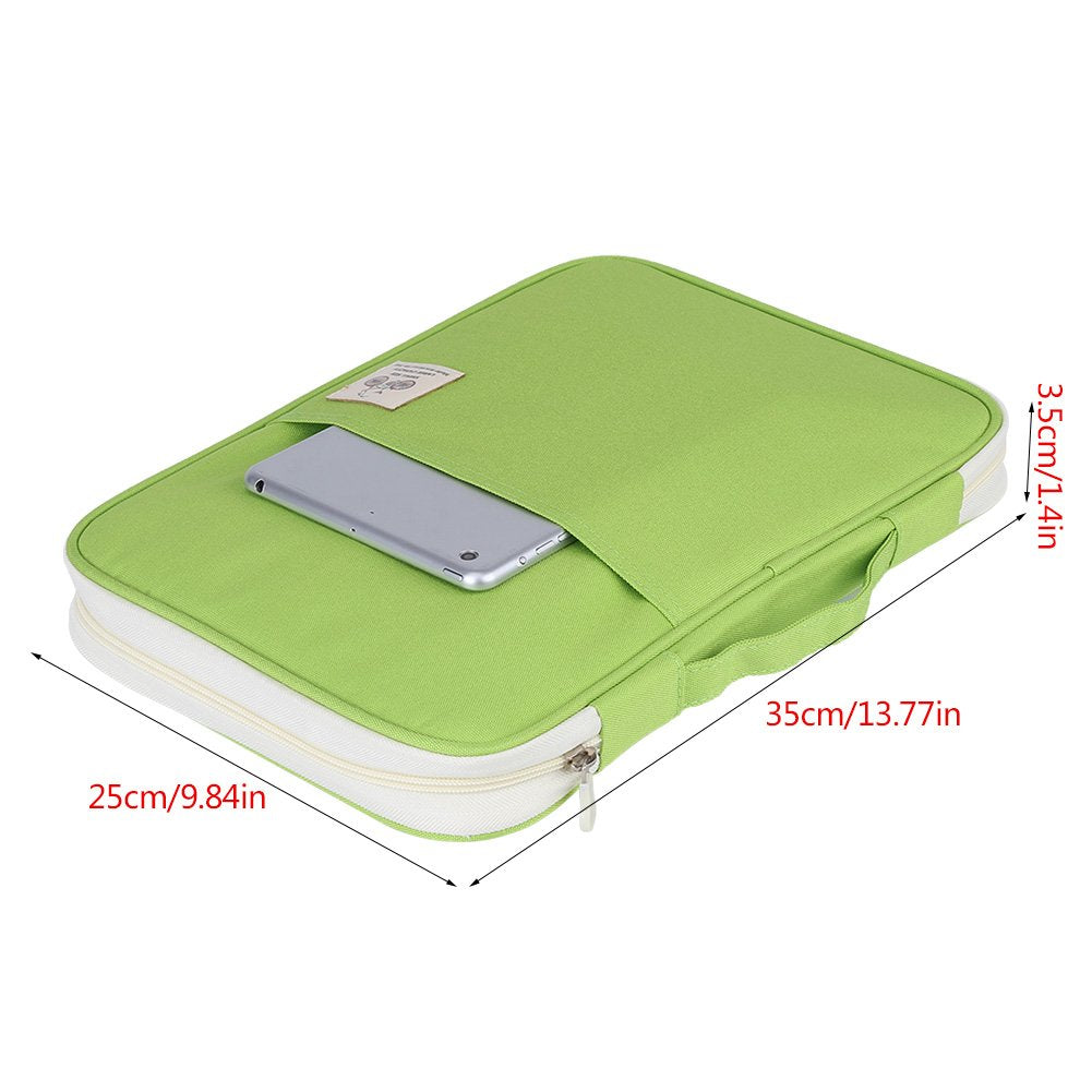 A4 Document Organizer Portable File Storage Bag with Secure Zipper Closure Multi Pocket Design for Office School Travel Home Daily Organization(Grass Green)