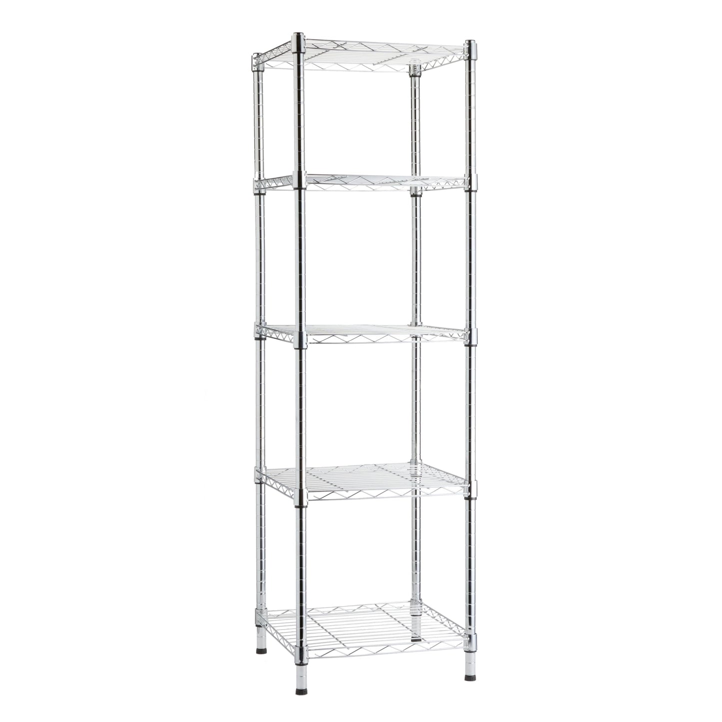 Amazon Basics 5-Shelf Tower Adjustable Storage Shelving Unit, Chrome, 40.64 cm D x 40.64 cm W x 137.16 cm H