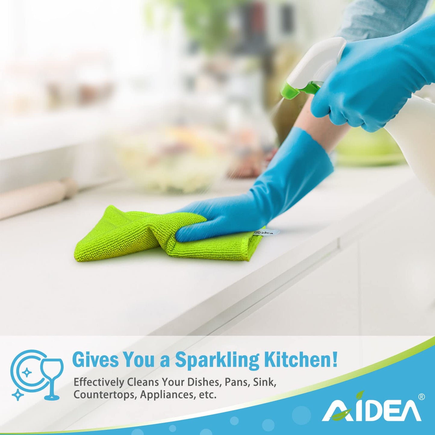 AIDEA Microfiber Cleaning Cloths-100PK, Soft Microfiber Towel, Absorbent Cleaning Supplies, Lint-Free Streak-Free Cleaning Cloths for House, Kitchen, Window(12in.x12in.)