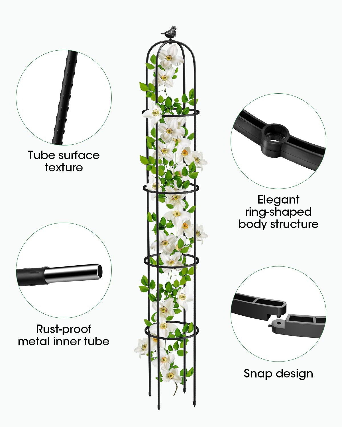 MYMULIKE 2 Pack 75" Garden Trellis for Climbing Plants Indoor/Outdoor, Plant Support for Vines, Tomatoes and Cucumbers, Trellis for Climbing Plants and Vegetables, Balcony/Patio/Courtyard Supplies