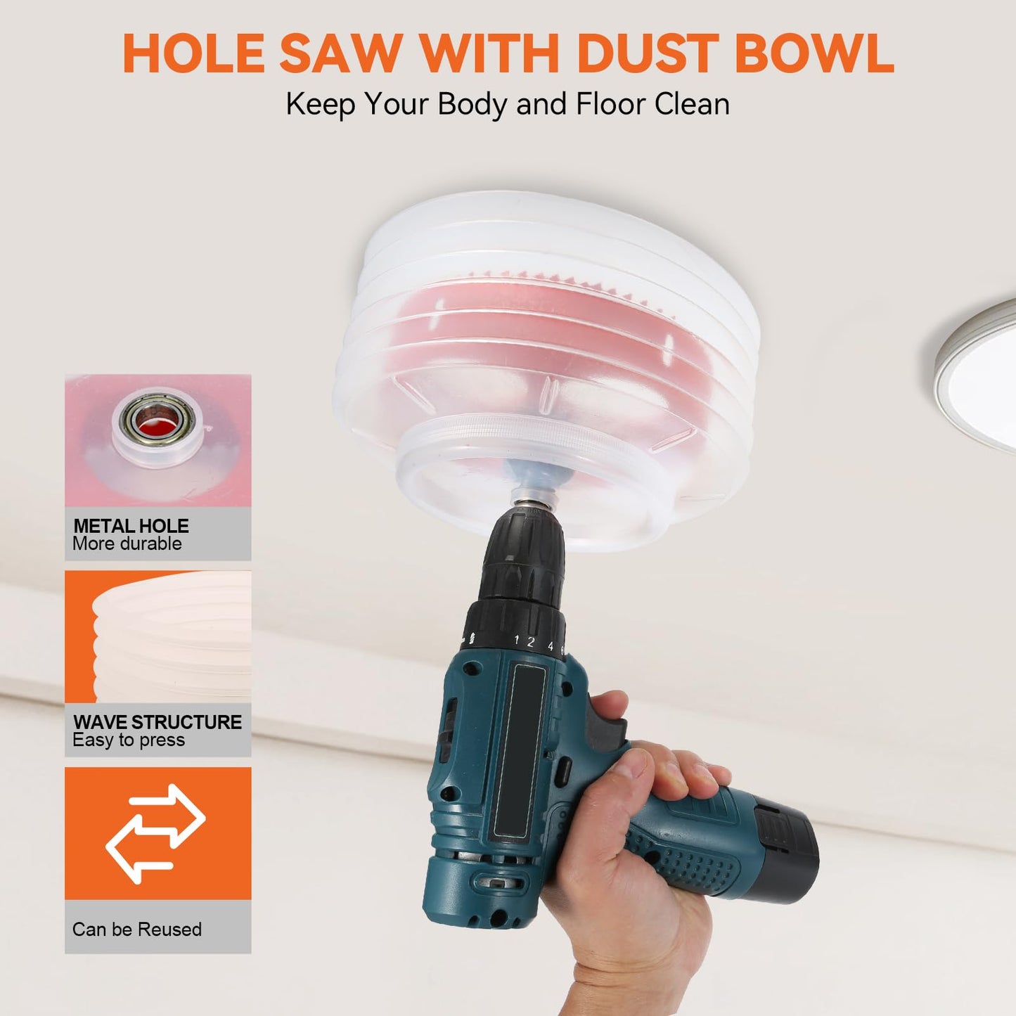 6 1/4 Inch & 4 1/4 Inch Hole Saw for Recessed Lights, 159mm & 108mm Hole Saw with Dust Bowl Catcher for 6 Inch Led Recessed Lighting 4 Inch, Bi-Metal Wood Drywall Hole Cutter