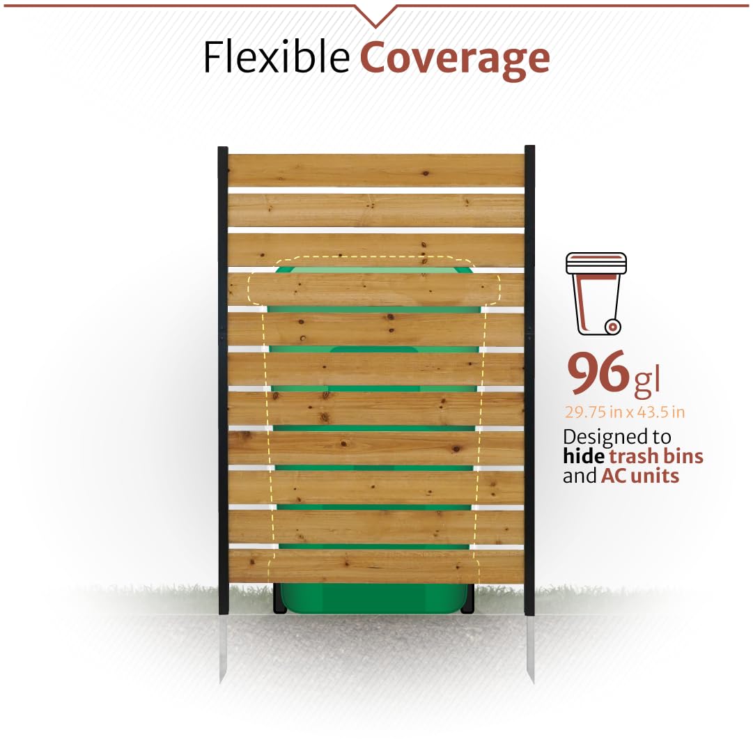 5ft H x 3.2ft W (1 Panel) No Dig Enclo Concord Cedar Wood Privacy Screen, Great to Hide Trash Cans, Decorative Patio Privacy Screen, Outdoor Privacy Fence Panel, Air Conditioner Fence, EC18022