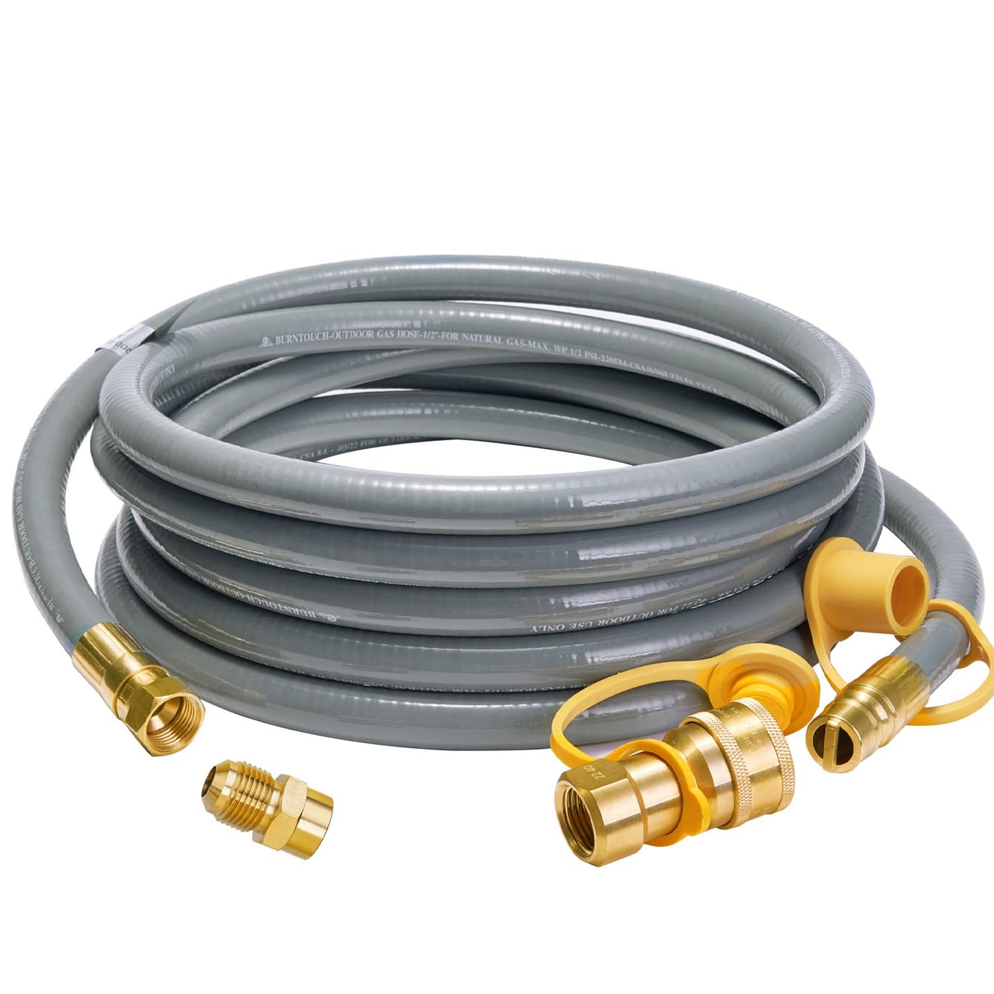CALPOSE 15 Feet 1/2 inch ID Natural Gas Grill Hose with Male Quick Connect Plug and 3/4"-16UNF Female Flare, Natural Gas Line for Grill, Pizza Oven, Heater and More Low Pressure Appliance(NOT 3/8”)