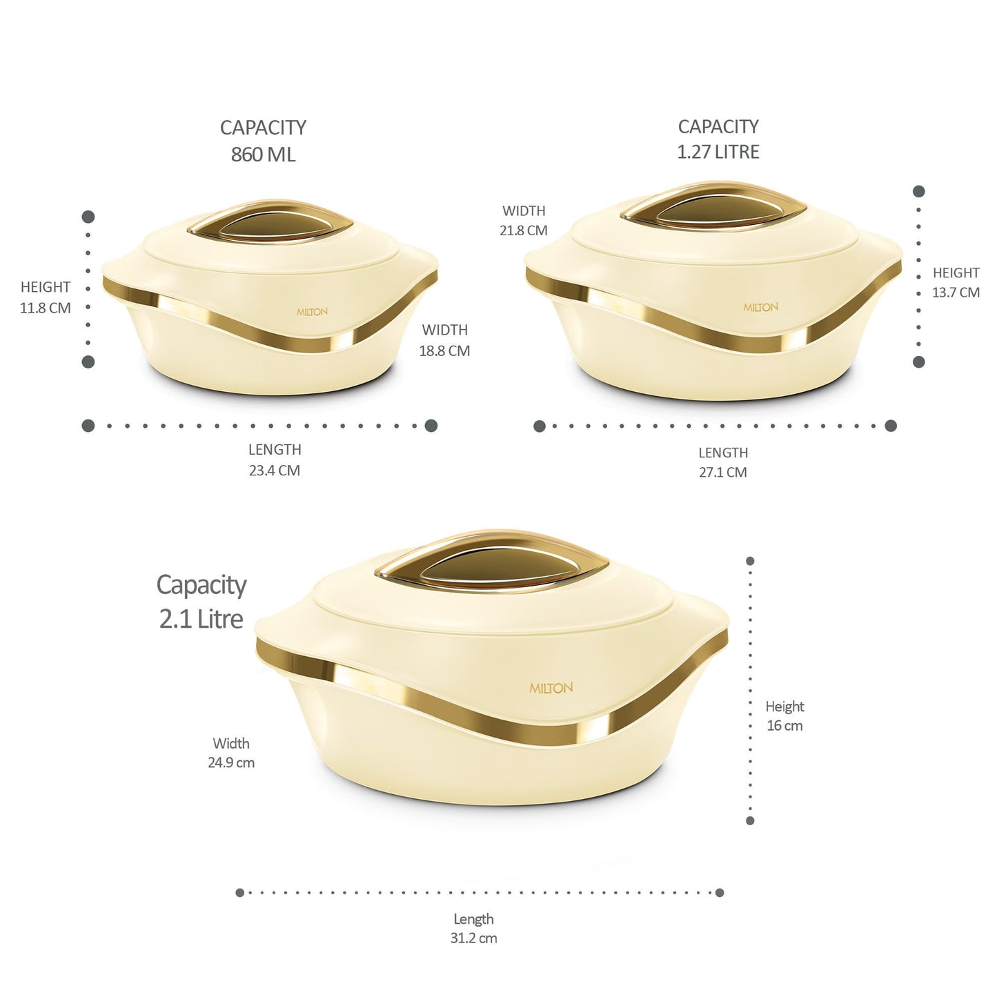 MILTON Insulated Casserole Dish with Lid 3 pc Set 2.1/1.5/1 qt. Hot Pot Food Warmer/Cooler –Thermal Soup/Salad Serving Bowl- Stainless Steel Hot Food Container–Best Gift Set for Moms –Holidays