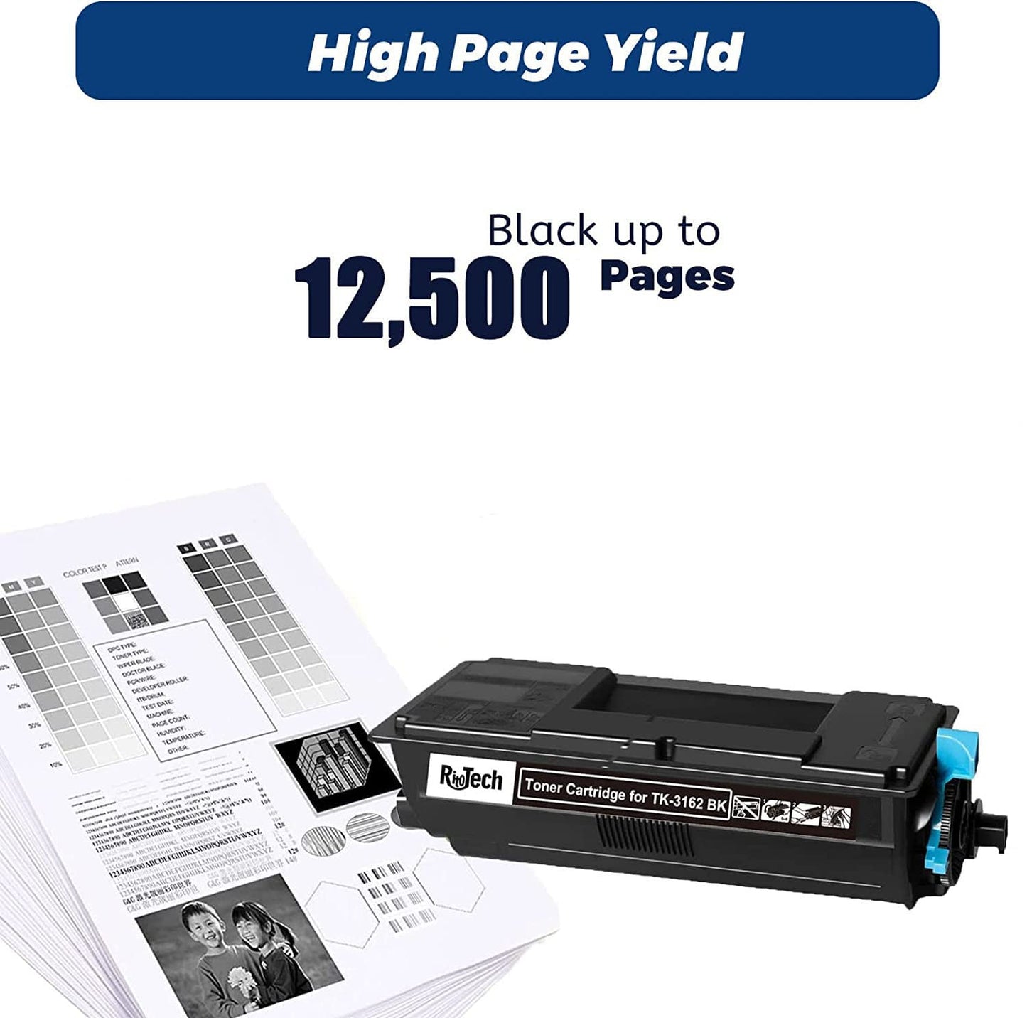 TK3162 TK-3162 Black Toner Cartridge, 1T02T90US0 Compatible for Kyocera ECOSYS P3045dn M3645idn M3145idn Printers, Extra High Capacity Up to 12,500 Pages,with Upgraded Chip,No Fading,No Streak