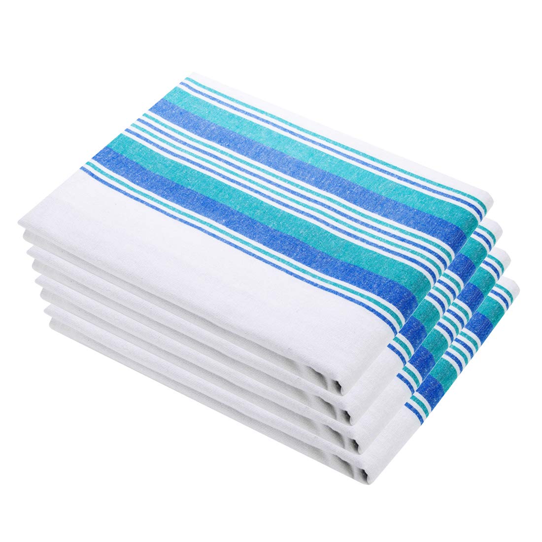 Clara Jones Flannel Blanket | Durable, Soft, Practical, Comfortable and Luxurious | Natural and White Fabric with Colour Stripes | 72 x 90 inches (Blue / Green Stripes, 1)