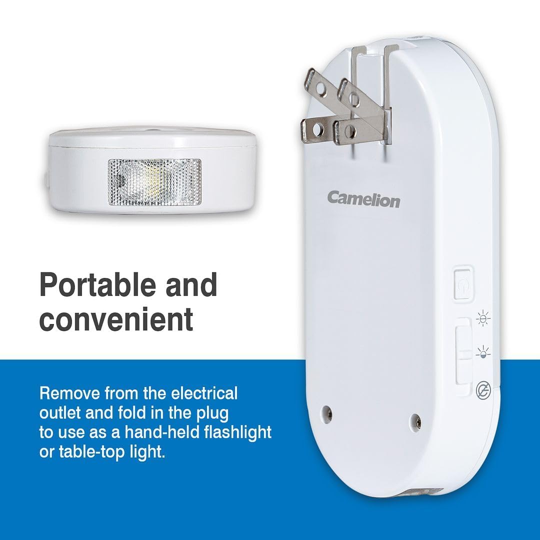 Camelion 3-Pack 4-in-1 Plug-in Power Failure Night Light, Motion and Light Sensor, Rechargeable Emergency Flashlight, Power Outage Light, Great for Emergency Preparedness, Hurricanes and Survival Kits