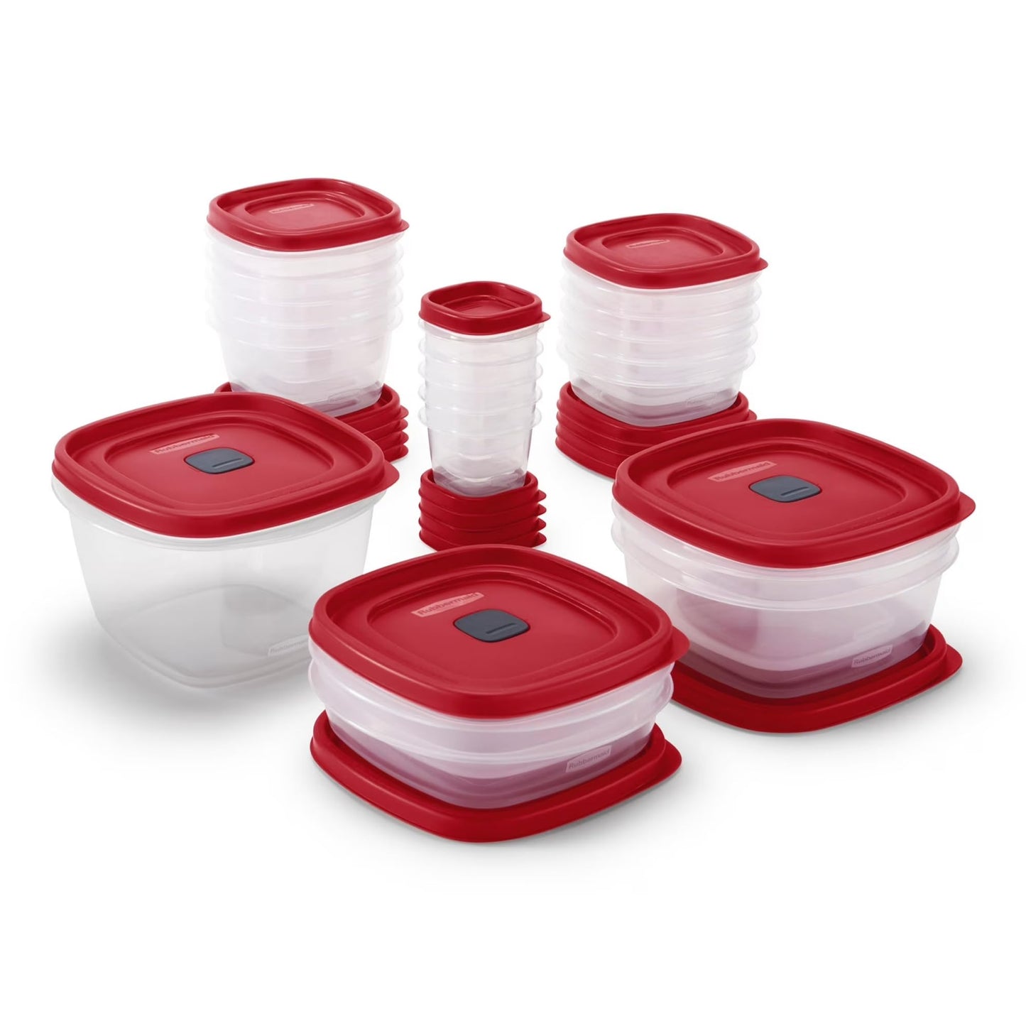 Rubbermaid Vented Lids BPA Free Plastic Food Storage Containers, Set of 21 (42 Pieces Total), Racer Red | Reusable & Stackable