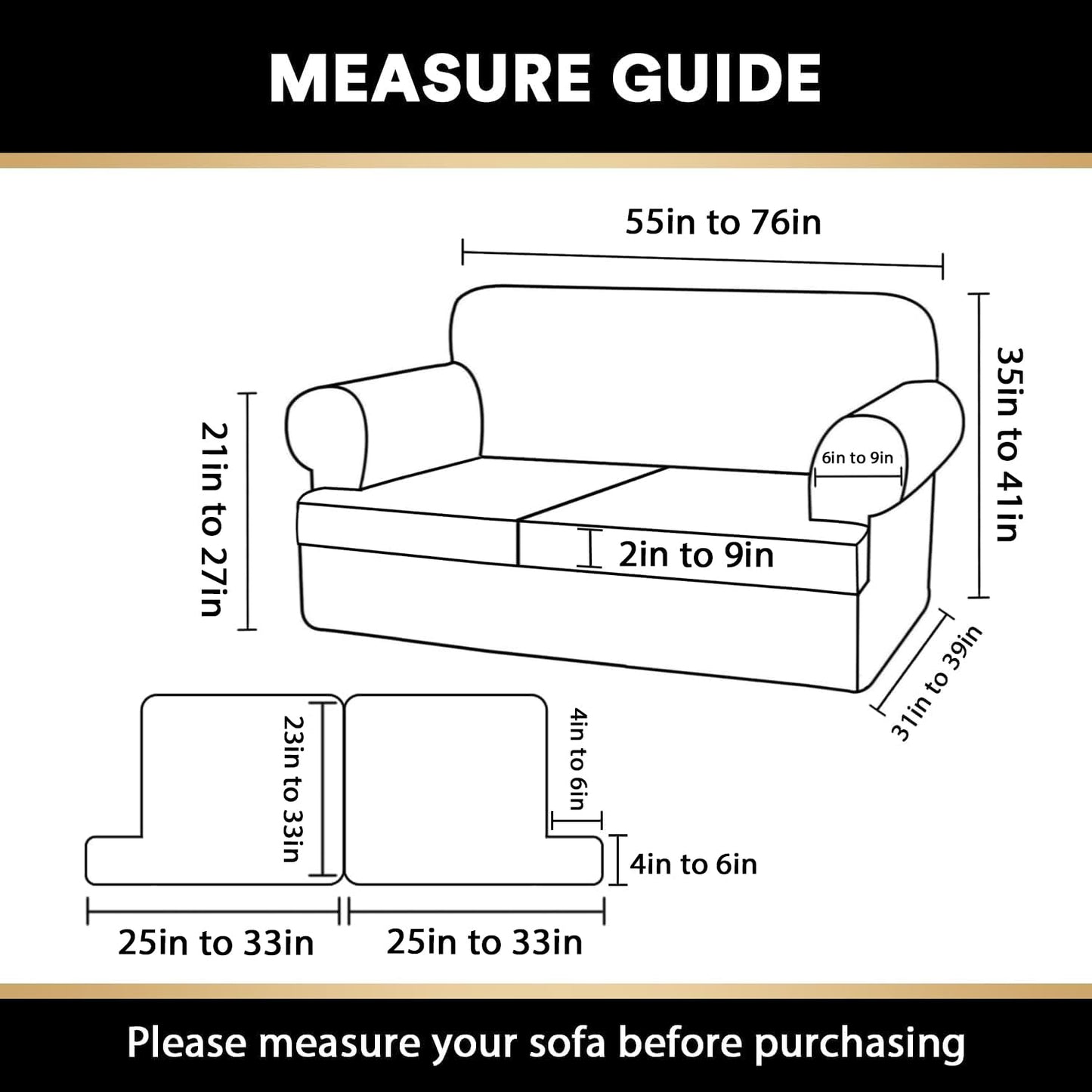 T Cushion Loveseat Slipcover 3 Pieces Sofa Covers for T Cushion Sofa Stretch Sofa Covers for 2 Cushion Couch with 2 Individual T Cushion Shape Seat Covers Machine Washable, Island Fossi