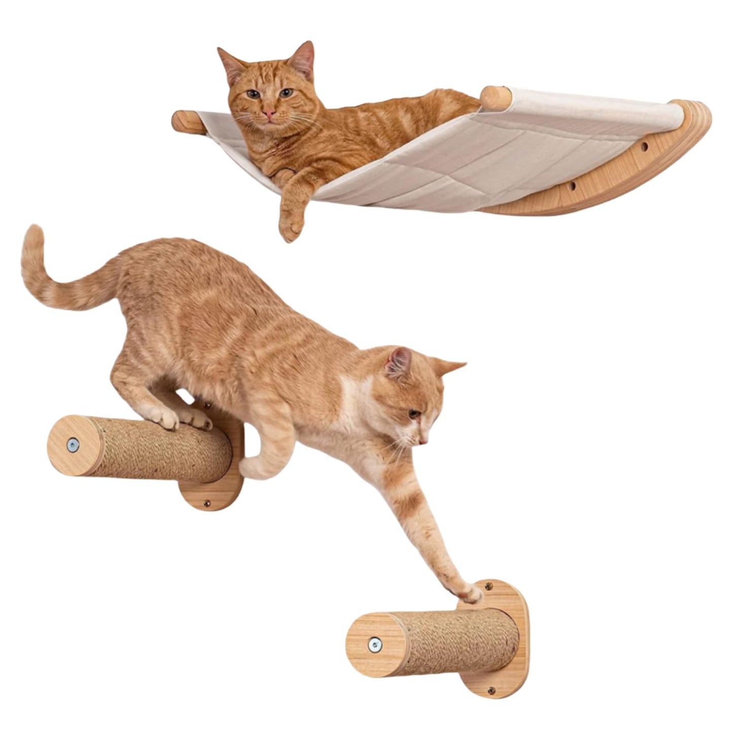 Cat Hammock Wall Mounted Cat Shelf with Two Steps - Cat Wall Shelves and Perches for Sleeping, Playing, Climbing Cat Bed & Furniture for Large Cats or Kitty Wall Cat Bed