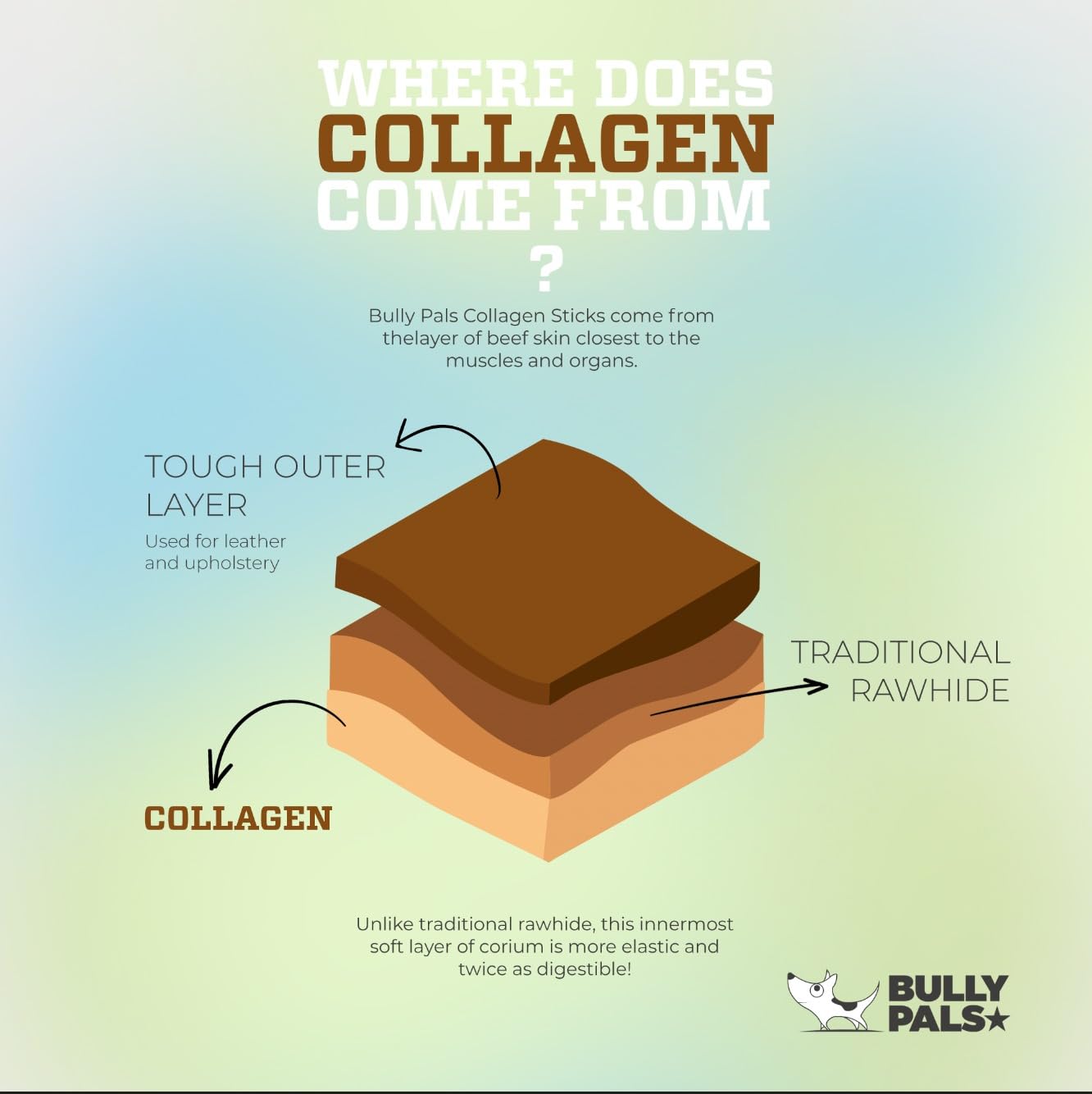 BULLY PALS - 12 inch Beef Collagen Sticks - Dog Dental Chew - 8 Pack - Odour Free, Rawhide Free, Long Lasting Alternative to Bully Sticks, All Natural, Protein Rich