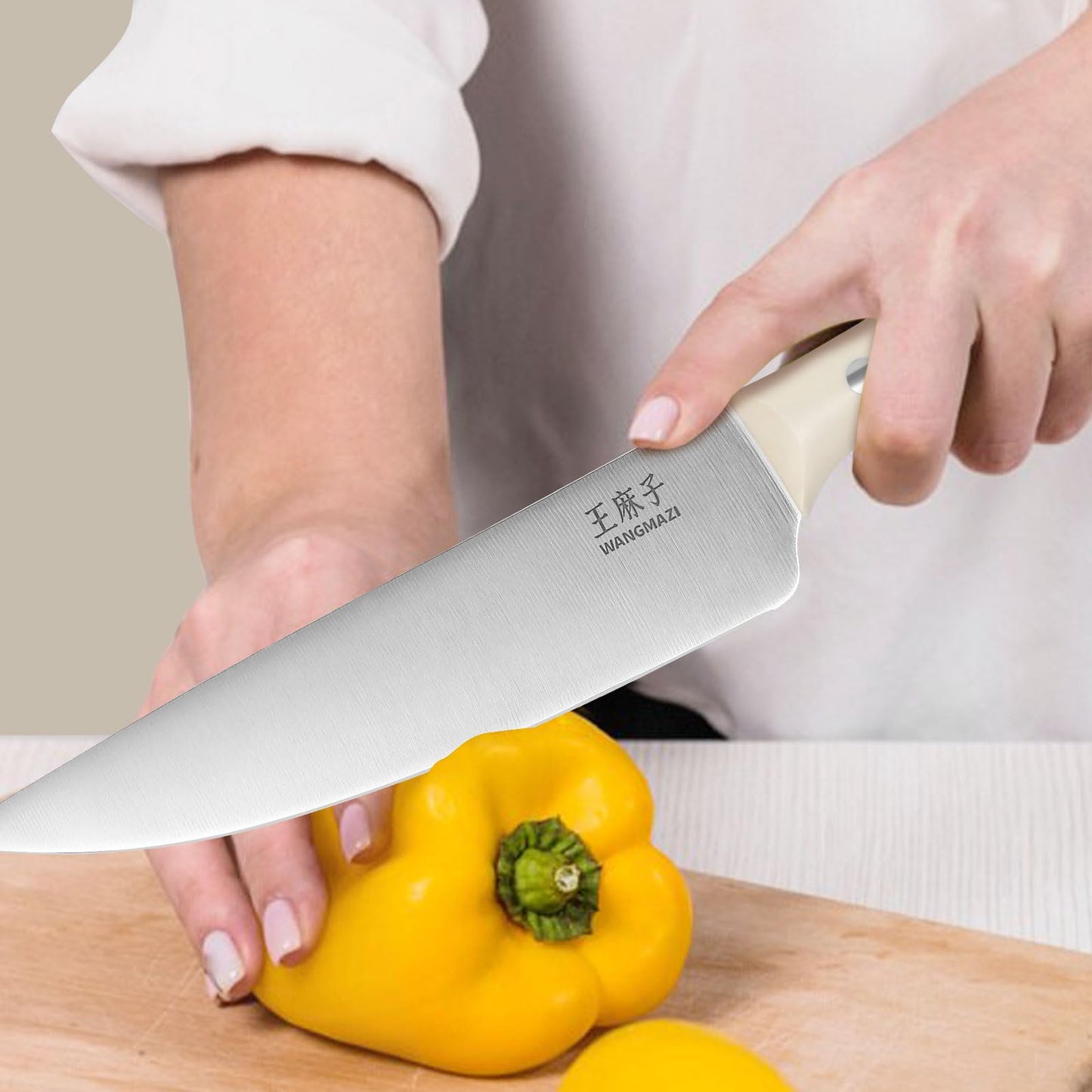 Professional Kitchen Knife Set, Chef Knife Block Set German Stainless Steel Razor-Sharp Blade, Ergonomic Comfortable Handle,Hundreds of Years of Masterful Craftsmanship(Natural,15PCS)