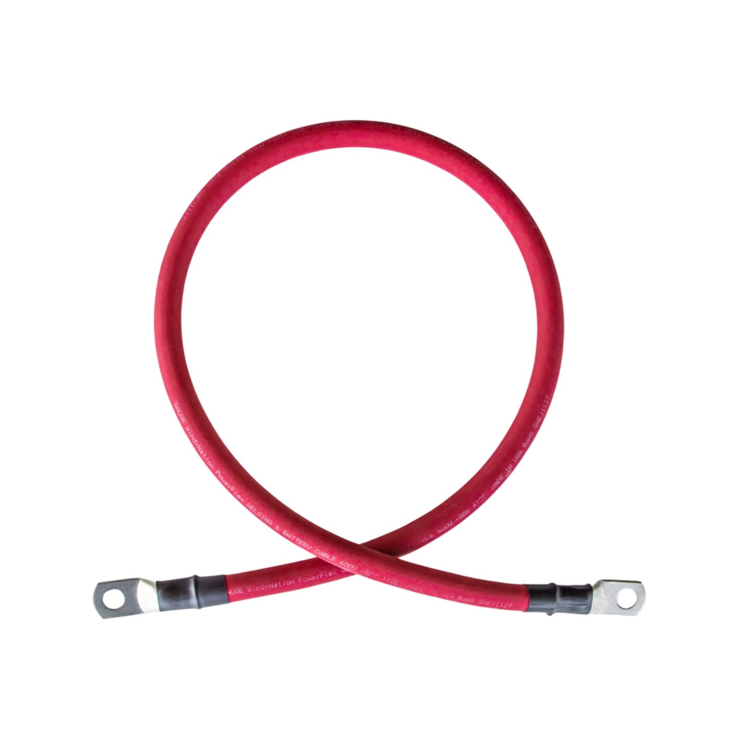 2/0 AWG Gauge Red + Black Pure Copper Battery Inverter Cables Solar, RV, Car, Boat 2 feet 3/8 in Lugs