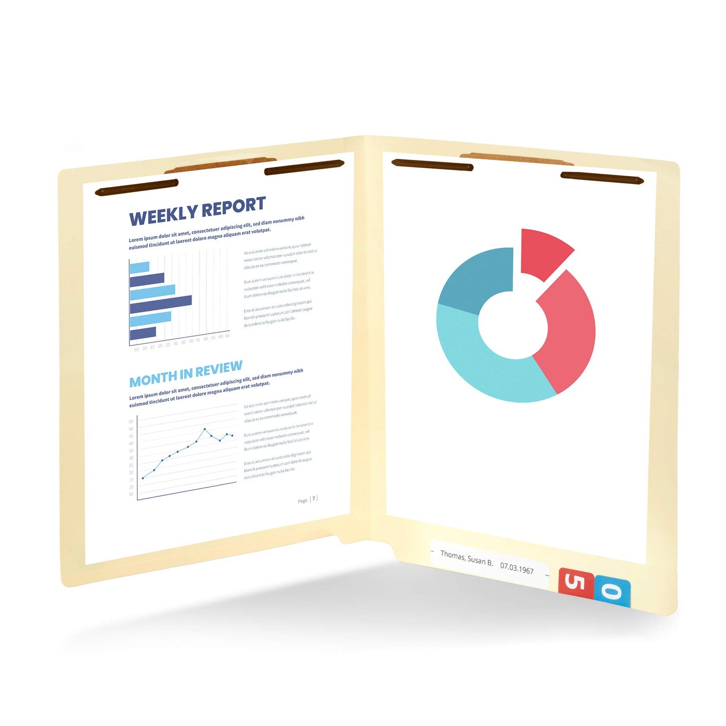 Blue Summit Supplies Heavyweight Manila Fastener File Folders with End Tabs, Reinforced Straight Cut End Tab Folders with 2 Fasteners, Standard Medical File Folders, Letter Size, Manila, 50 Pack