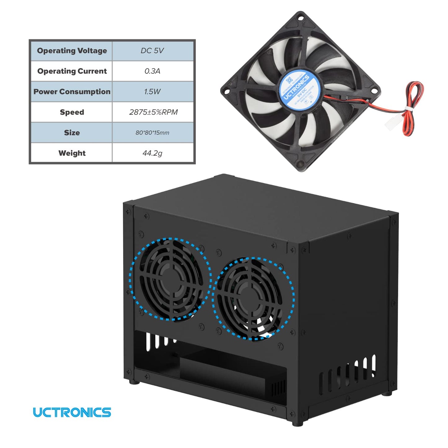 UCTRONICS Upgraded Complete Enclosure for Raspberry Pi Cluster, Compatible with Pi 5, 4B, 3B+/3B, and Other B Models, House Up to 4×2.5" SSD, Support PoE/PoE+ HAT and Switch, 2 Cooling Fans