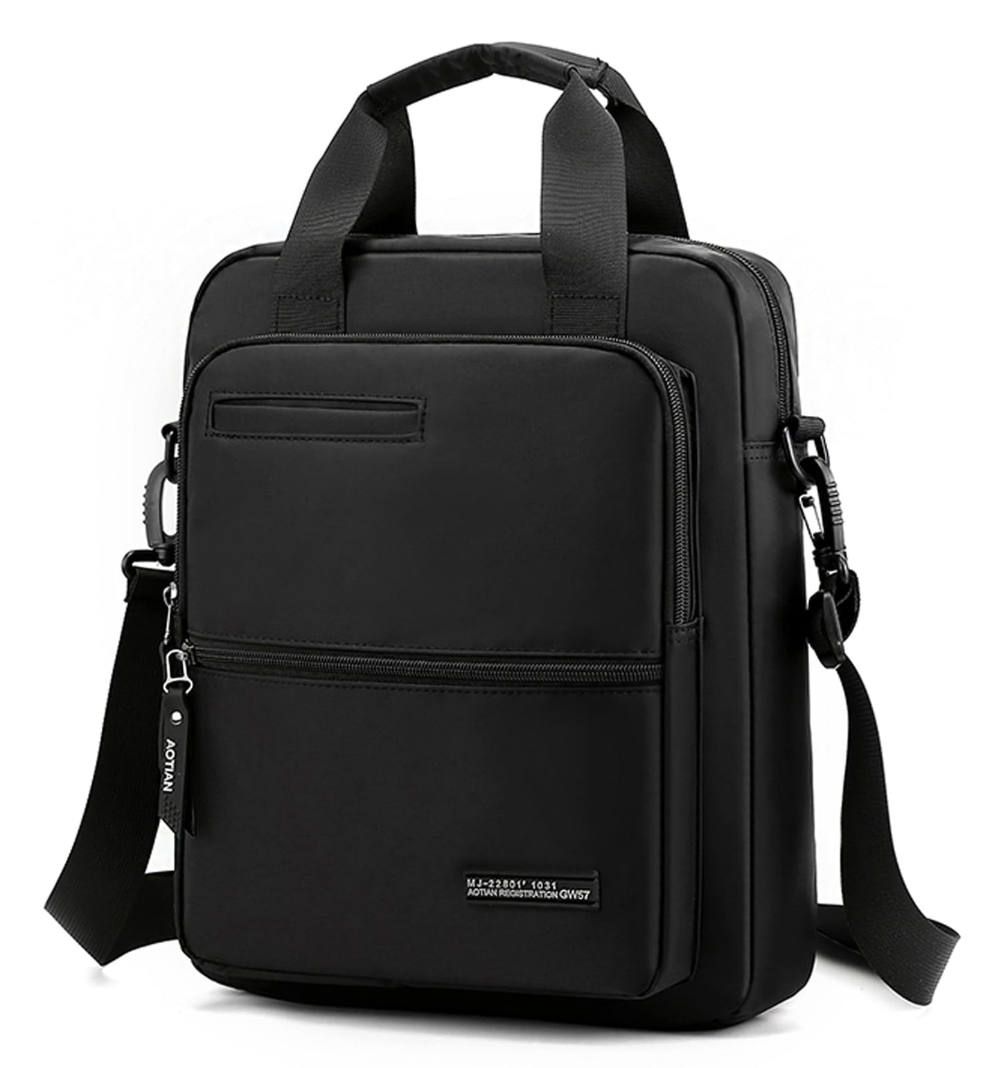 Men's 14-inch Laptop Messenger Bag Nylon Large Shoulder Bag Business Waterproof Casual Black Crossbody for Work Travel Outdoor