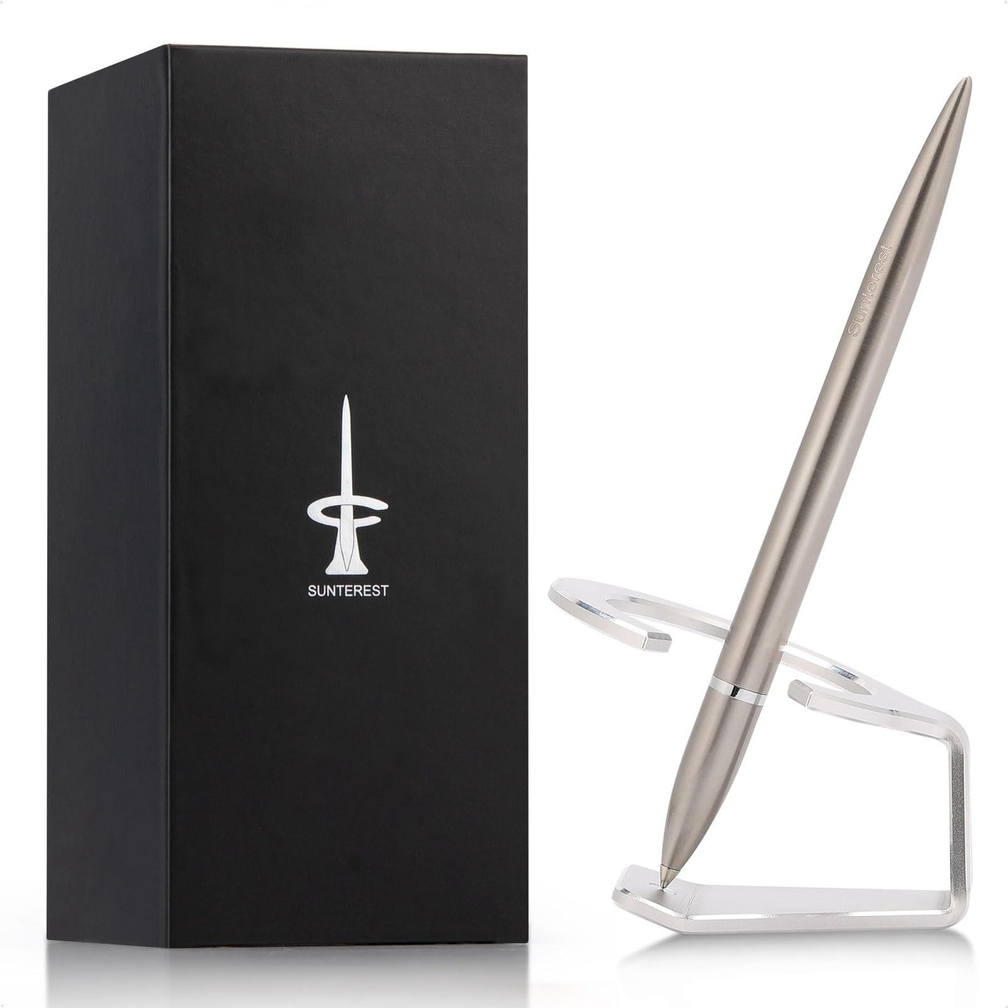 SUNTEREST Magnetic Levitation Metal Luxury Pen - Tech Gadgets for Men, Cool Office Decor, Unique Floating Space Pen for Boss, Partner, Tutor (Silver), SCP-1008