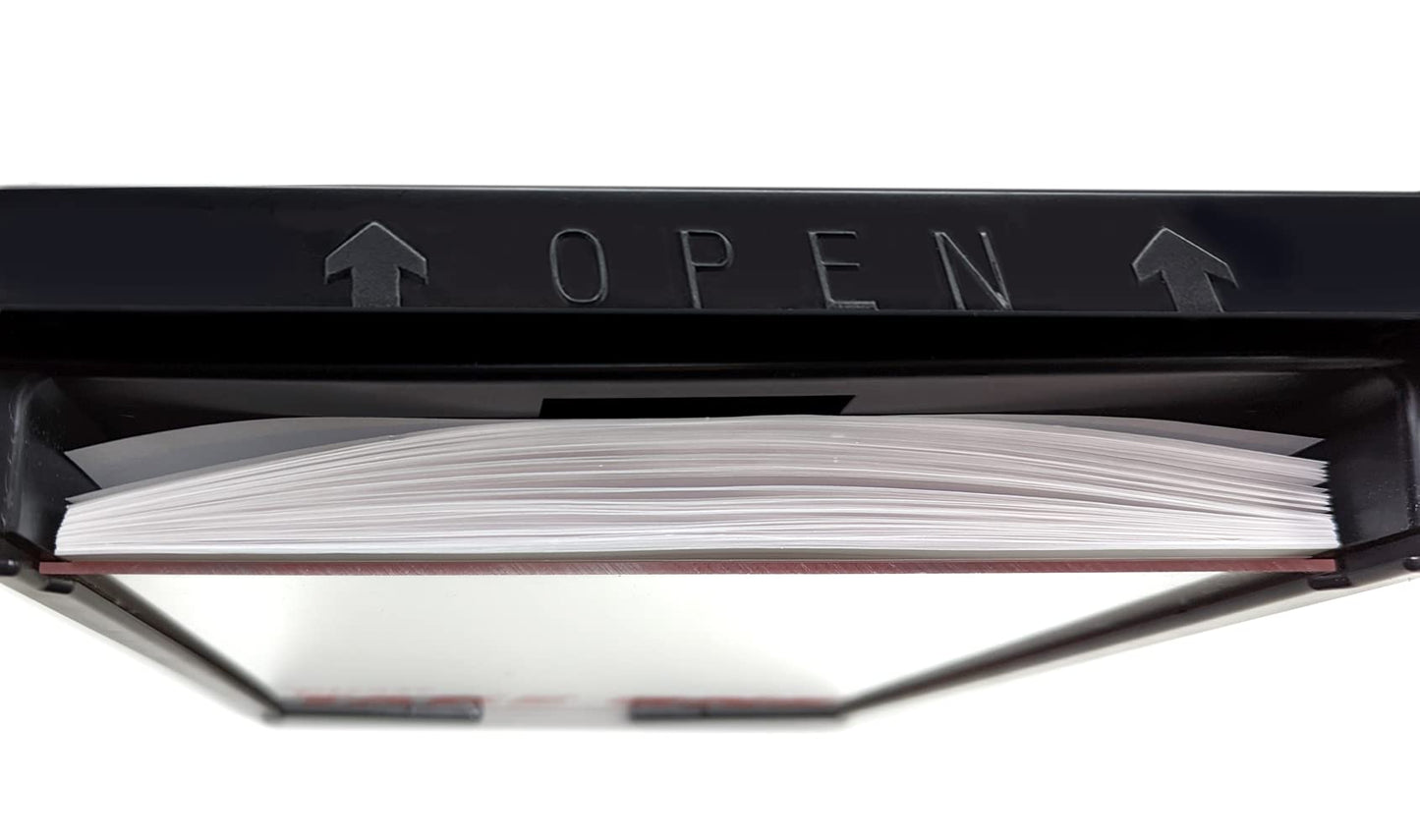 Outdoor Real Estate Brochure Box with Snap Close Lid, Take One Document Holder Can Hold 100, 8.5 x 11 Documents, Flyers, Literature and Other Outdoor Marketing Needs (Pack of 2, Black)