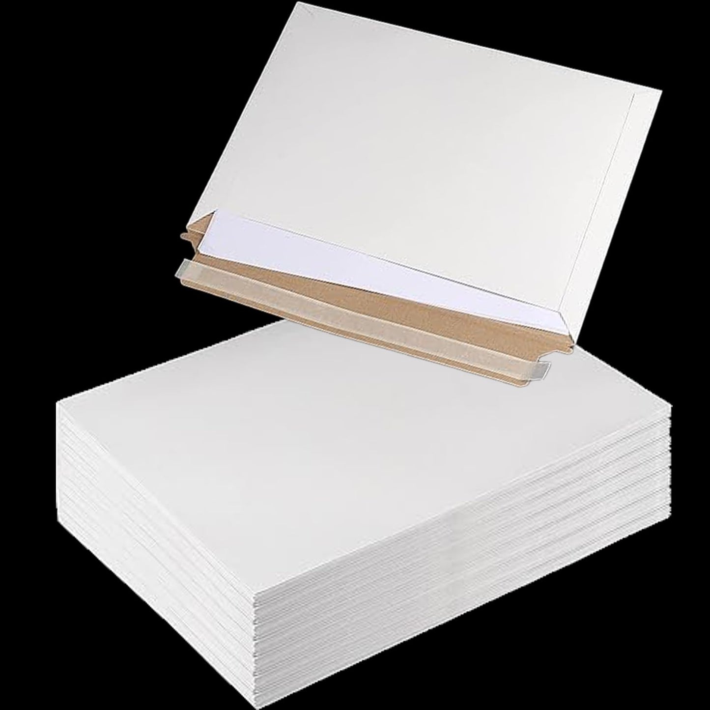 HAKZEON 100 Pack 9x12 Inch Rigid Mailers, Self Seal Stay Flat Envelopes, Kraft Cardboard Shipping Envelopes for Photos, Documents, CDs, Letters and Storage