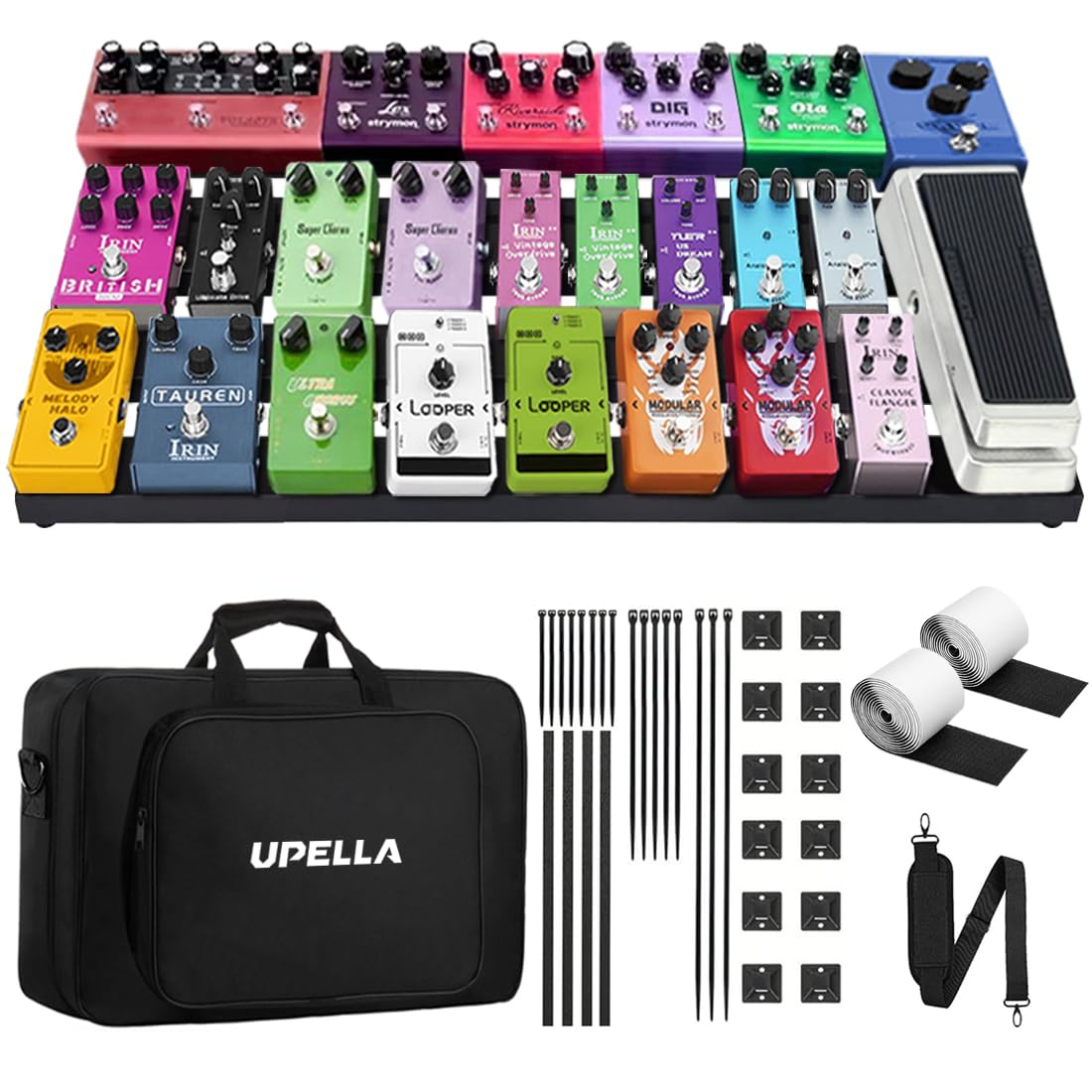 UPELLA Aluminum Guitar Pedal Board 22'' x 12.5'' with Carrying Bag