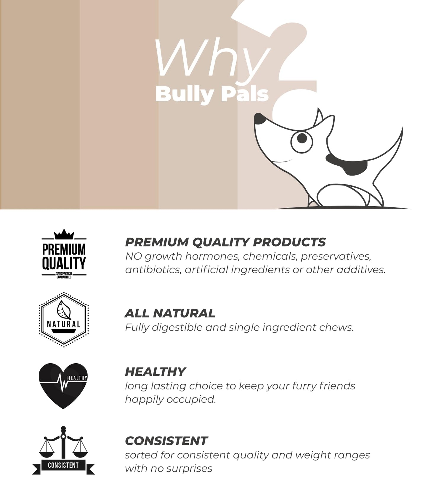 BULLY PALS - 12 inch Beef Collagen Sticks - Dog Dental Chew - 8 Pack - Odour Free, Rawhide Free, Long Lasting Alternative to Bully Sticks, All Natural, Protein Rich