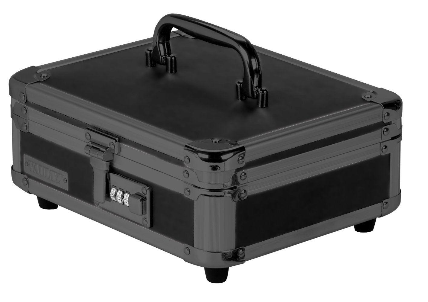 Vaultz Locking Cash Box with Bill and Coin Tray, Combination Lock, 8.5 x 4 x 10 Inches, Tactical Black (VZ00308)