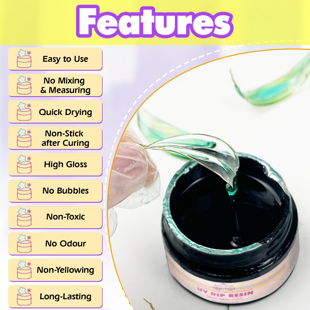 FUNSHOWCASE UV Dip Resin for Wire Flower, Low Odor&Clear UV Resin, UV Dip Resin Liquid for DIY Wire Art, Jewelry Making Glue 12 Color-40ml/Each