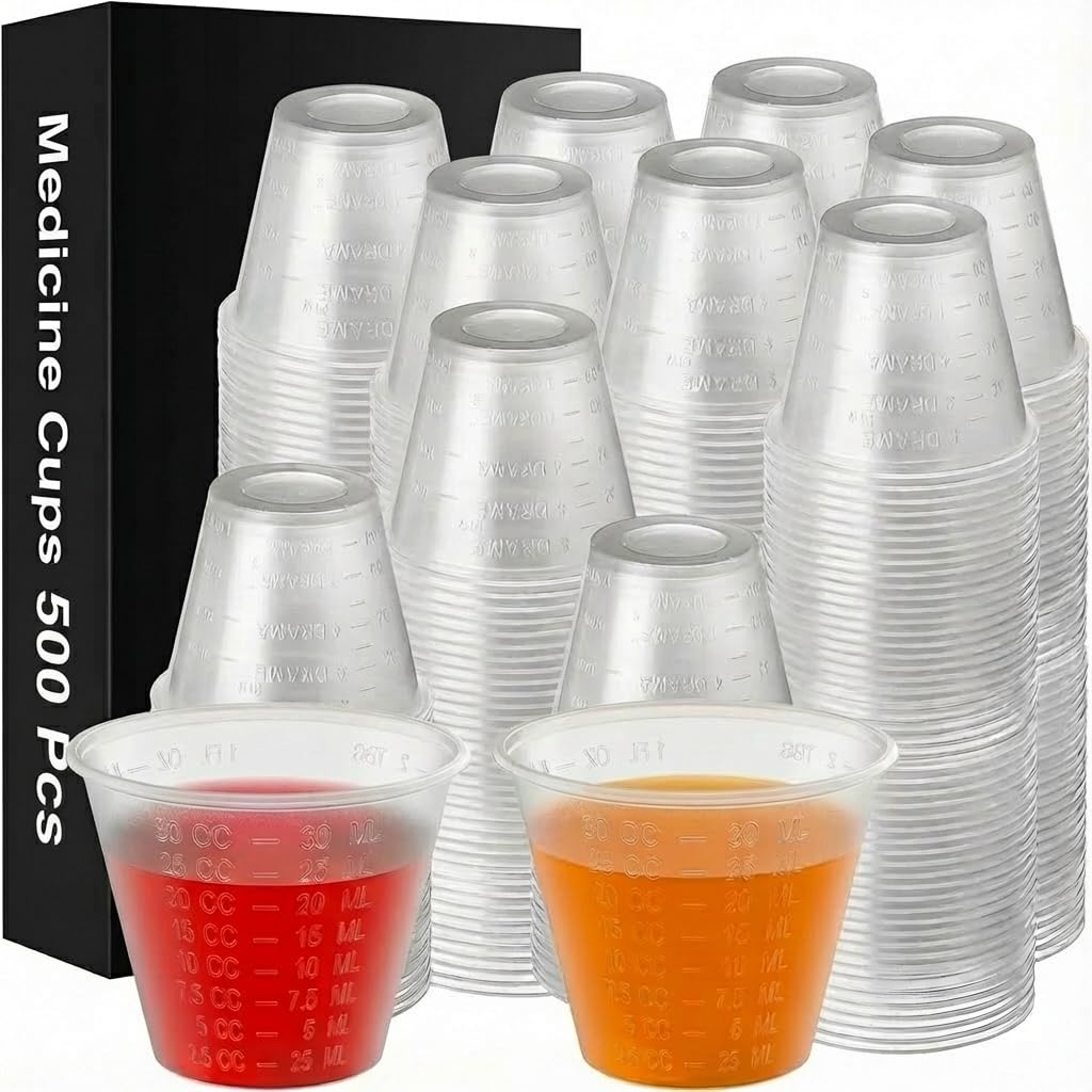 Dimes [500 Count - 1 oz Plastic Medicine Cups Bulk Pack, For Epoxy Mixing , Resin Mixing and Paint Mixing - 1 Ounce (30ml) Disposable Graduated Plastic Cups for Pills and medication