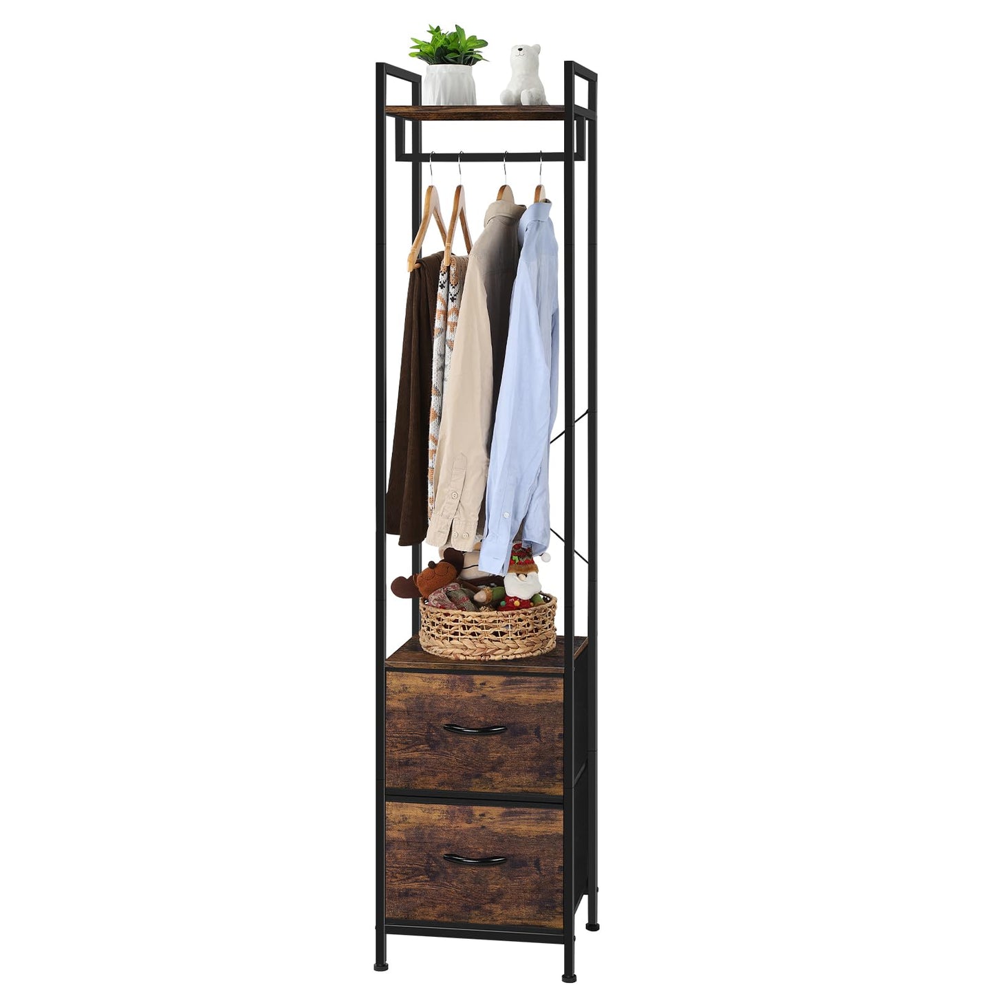 Bathroom Rack 3 Tiers Storage Rack Heavy Duty with Fabric Drawers and Storage Shelves Freestanding Organizer Stand Rack for Entryway Living Room