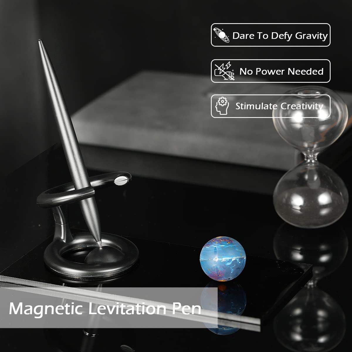 Magnetic Levitating Ballpoint Pen,Futuristic Luxury Floating Pen, Professional Executive Pen that Defies Gravity,Unique Gifts for Men & Women,Aesthetic Office Desk Decor,Cool Tech Gadgets(Black)