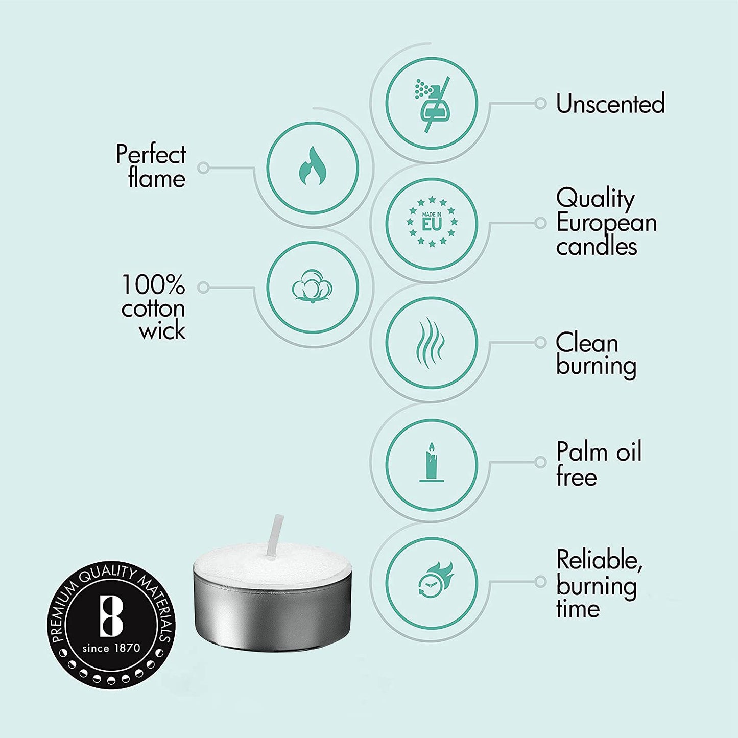 Bolsius Unscented 6 Hour Tea Light Candles Long Burning Wedding Party Tea Lights 100 in Bag (White)