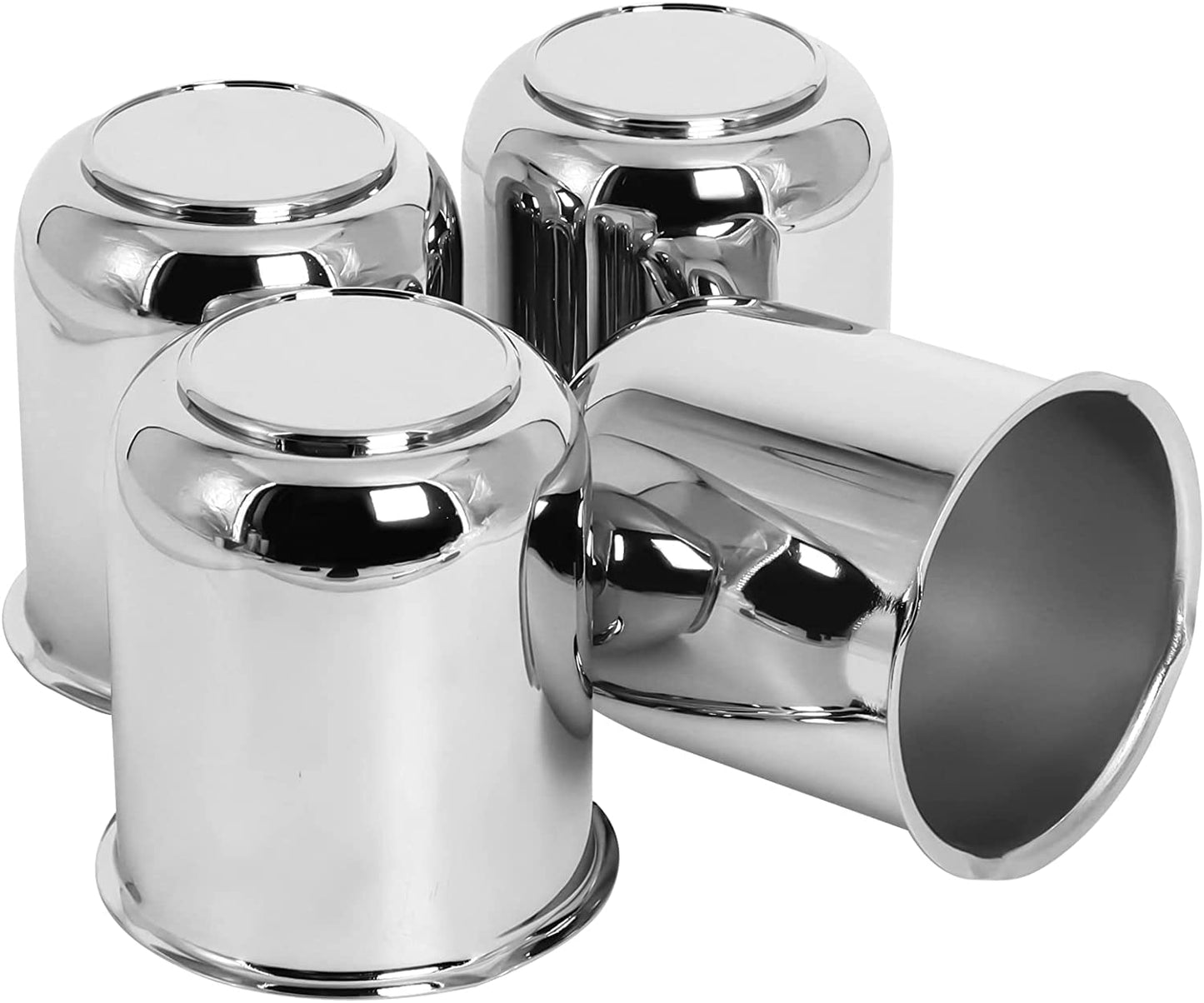 3.19" Push Through Wheel Center Caps for Trailer Truck RV Wheel Rims, Chrome Silver Trailer Wheel Hub Center Caps Fit 3.19inch Center Bore, Carbon Steel Weatherproof & Corrosion Resistant(4 Pack)