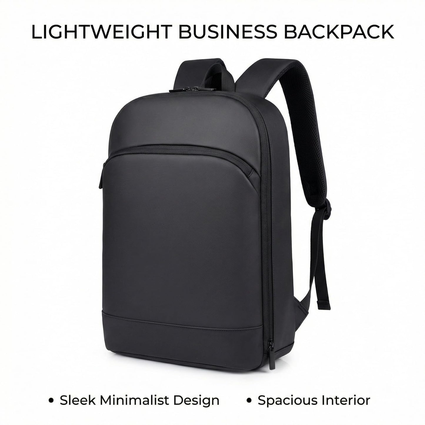 Expandable Laptop Backpack for Men, 15.6 Inch Business Computer Bag, Professional Backpack with Luggage Strap, Water-Resistant Daypack for Office, Travel & Commute (Black)
