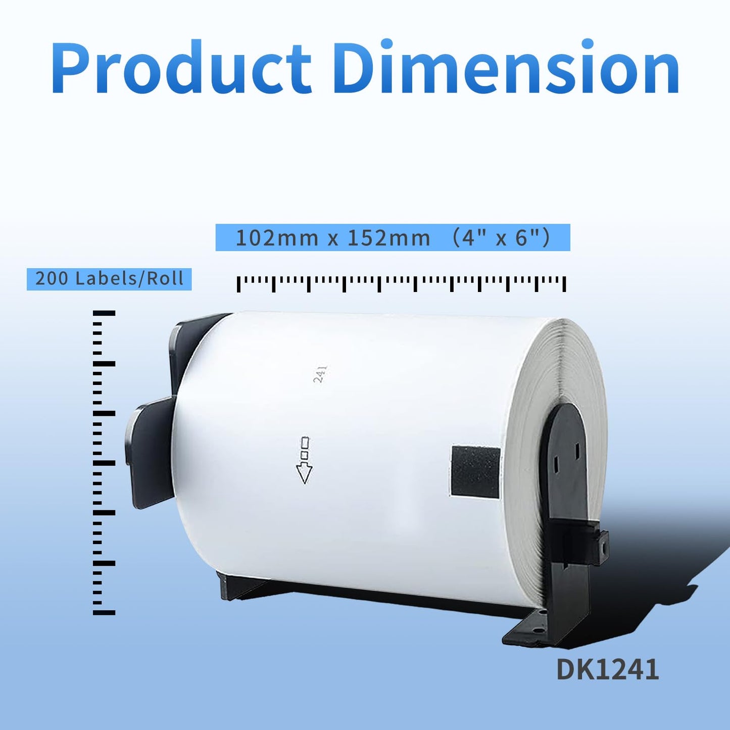 AYMSous 4 Pack DK-1241 DK1241 Die-Cut Wide Shipping Address Label (4" x 6" / 102mm x 152mm) with 2 Reusable Cartridges Paper Replacement for Brother DK-1241 for QL-1050 QL1060N QL1100 QL1110NWB